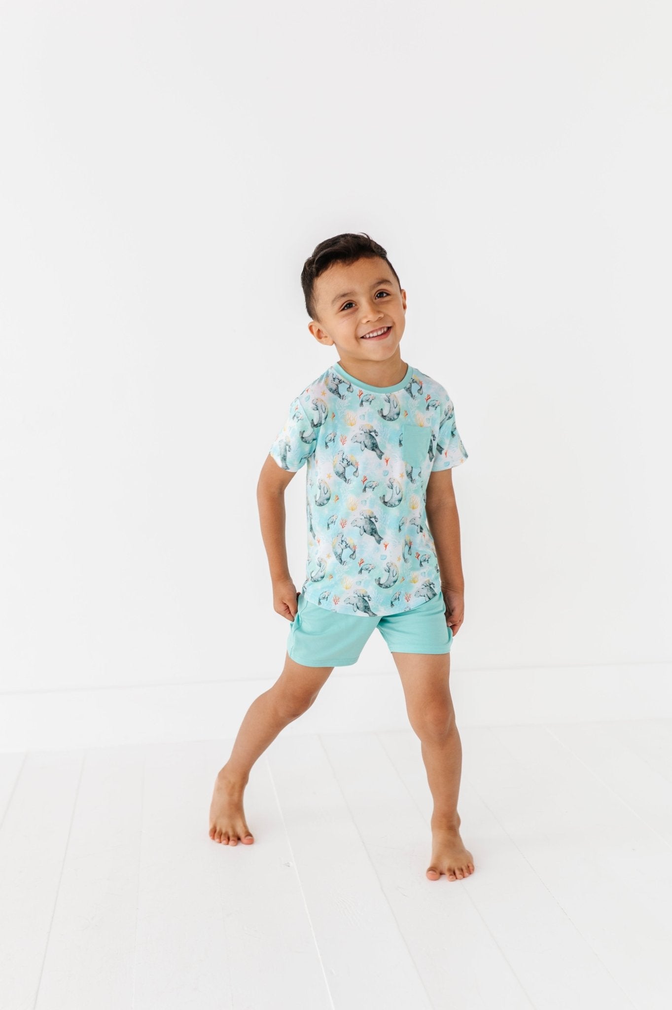 POCKET TEE SHORT SET* - SEA COW - The Sleepy Sloth