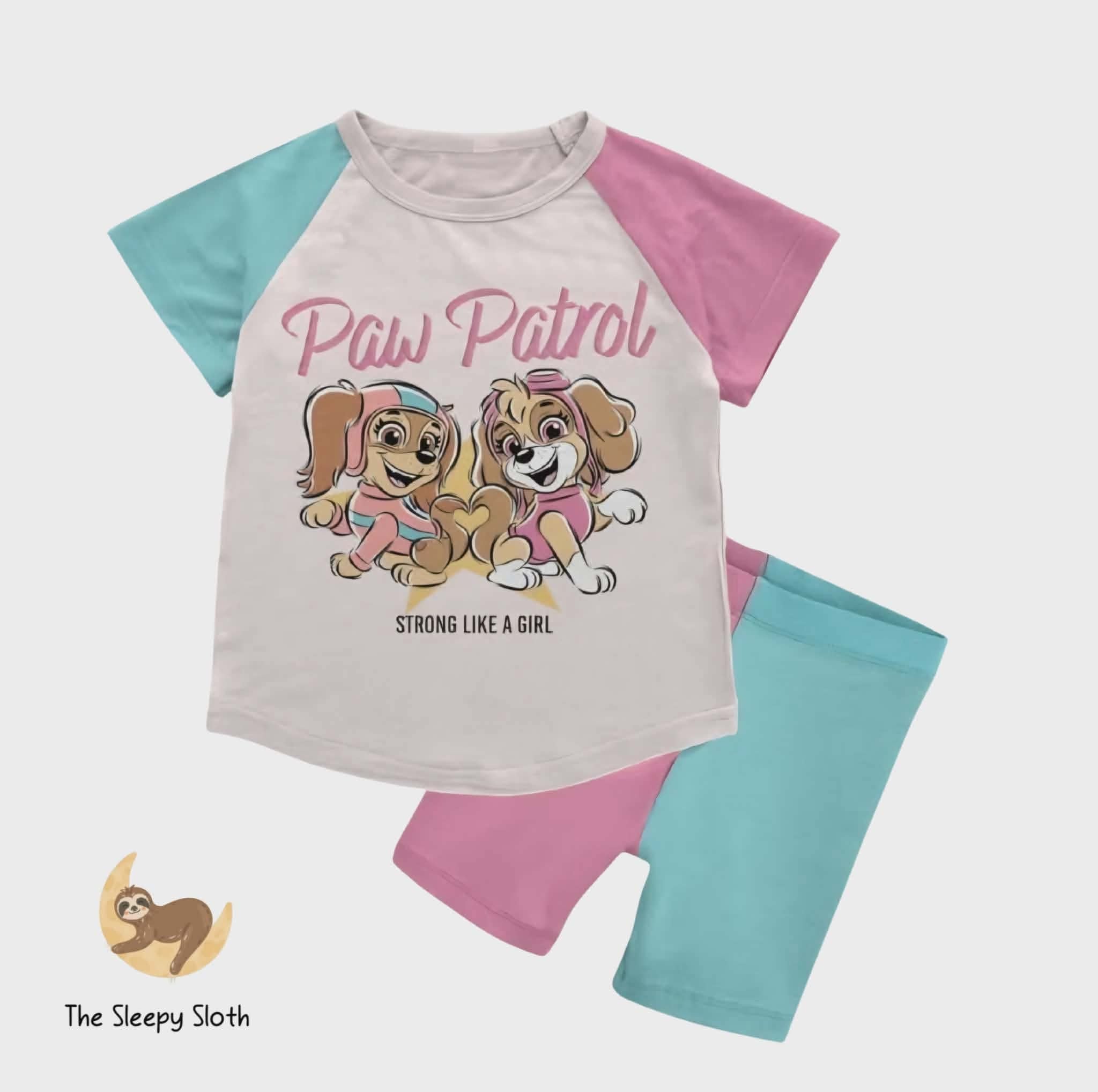 PREORDER GRAPHIC TEE WITH BIKER SHORTS - PAW PATROL™ STRONG LIKE A GIRL - The Sleepy Sloth