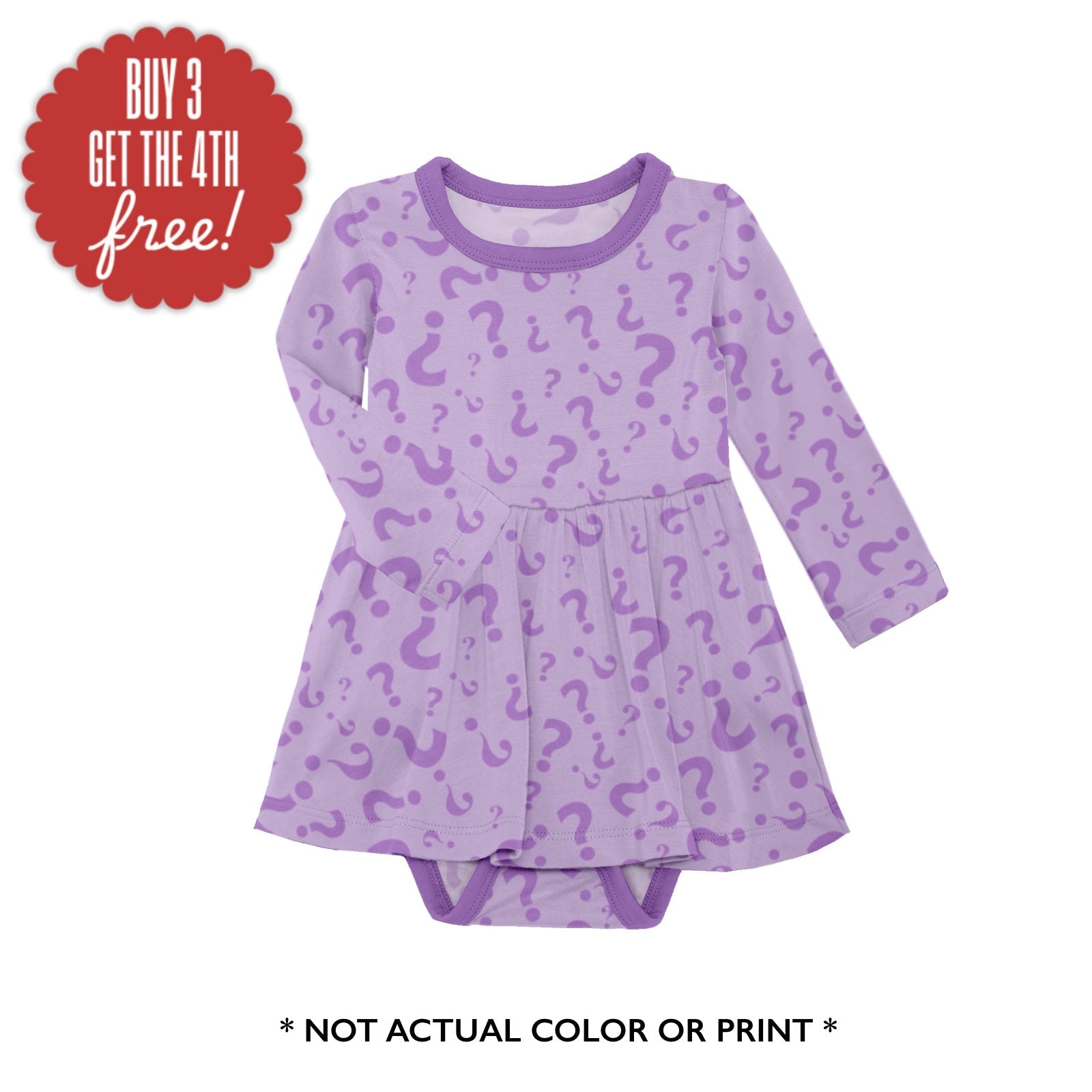 PREORDER LONG SLEEVE BODYSUIT TWIRLIE DRESS - MYSTERY GIRL PRINT B - The Sleepy Sloth