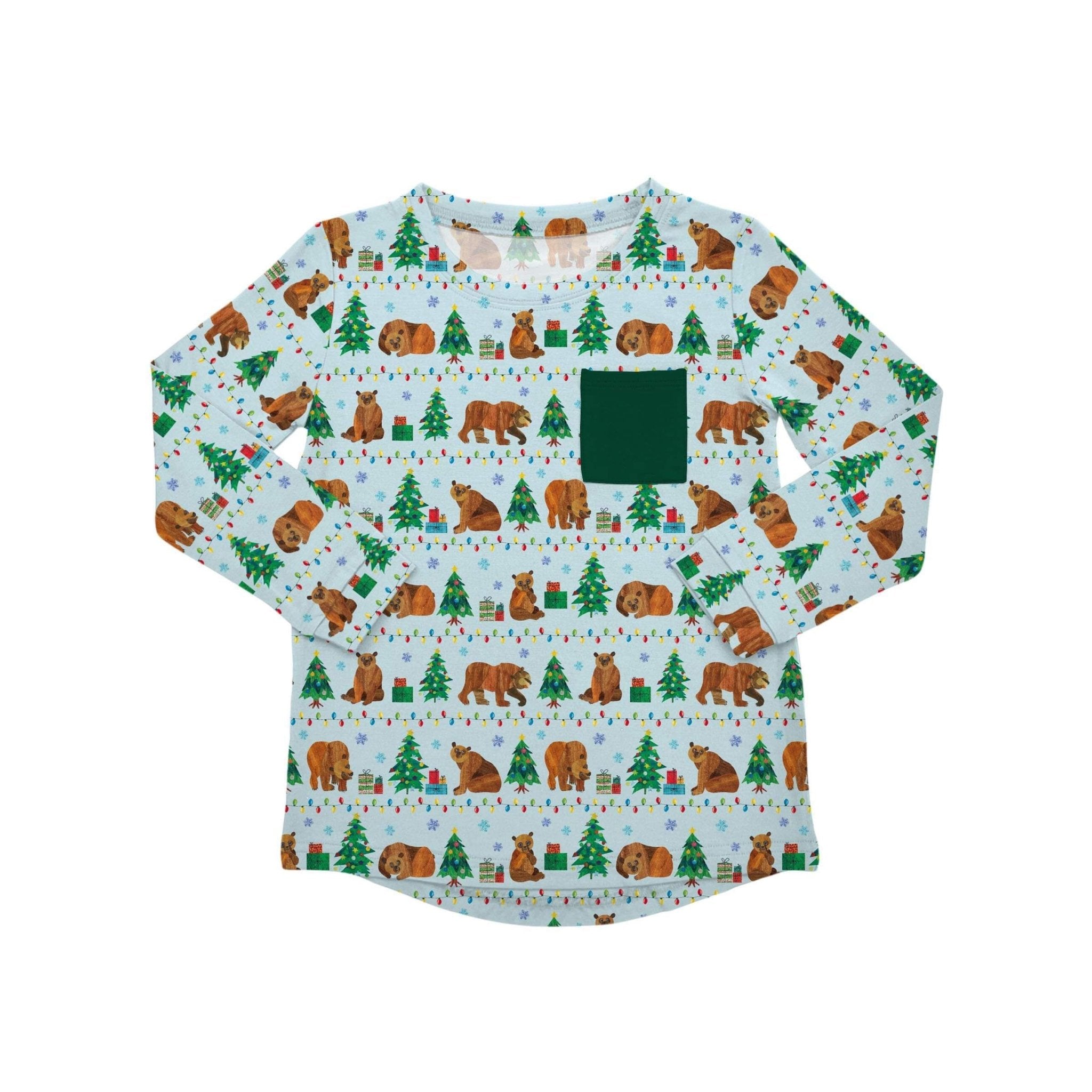 PREORDER LONG SLEEVE POCKET TEE - BEARY CHRISTMAS - The Sleepy Sloth