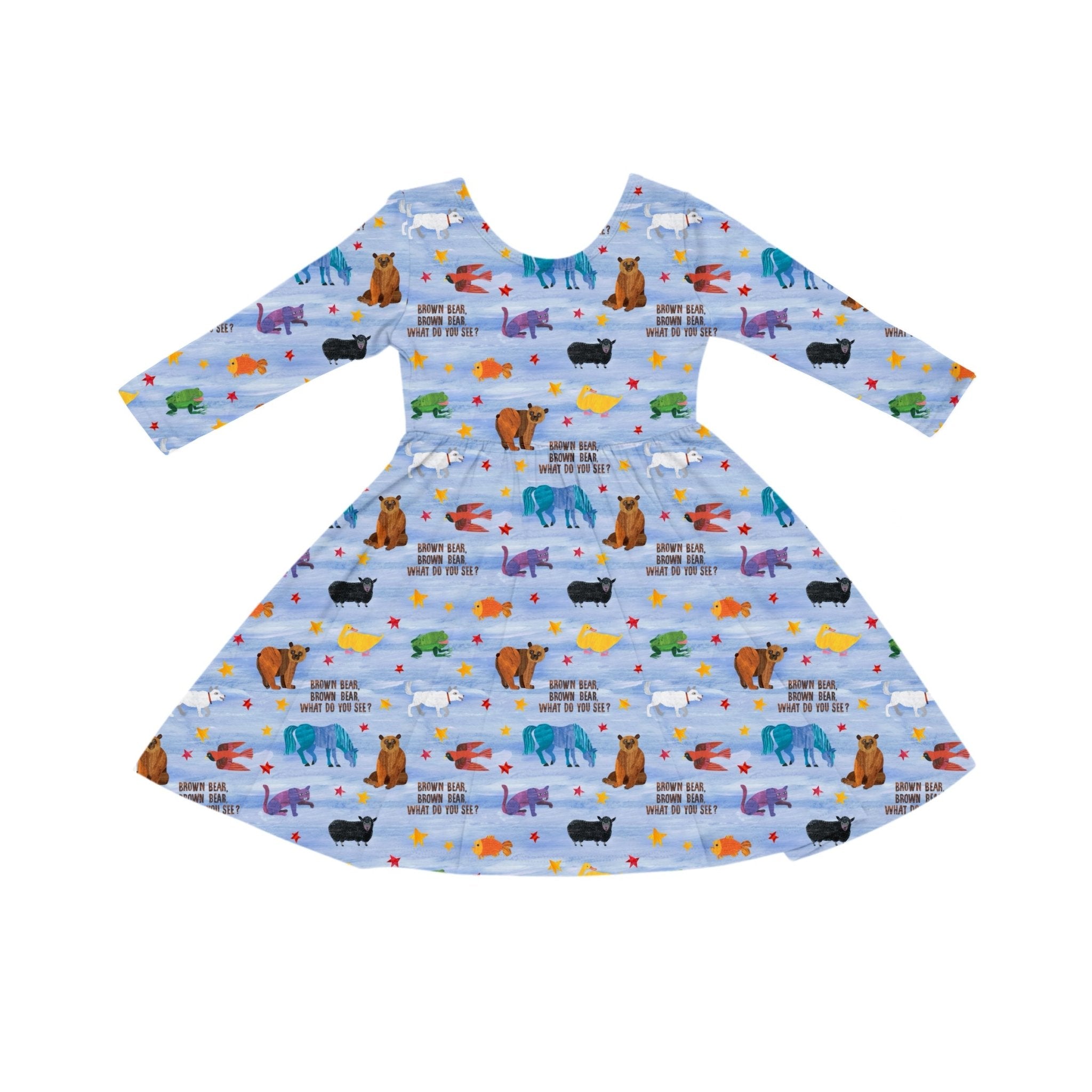 PREORDER LONG SLEEVE TWIRL DRESS - Eric Carle™ BROWN BEAR BROWN BEAR - The Sleepy Sloth
