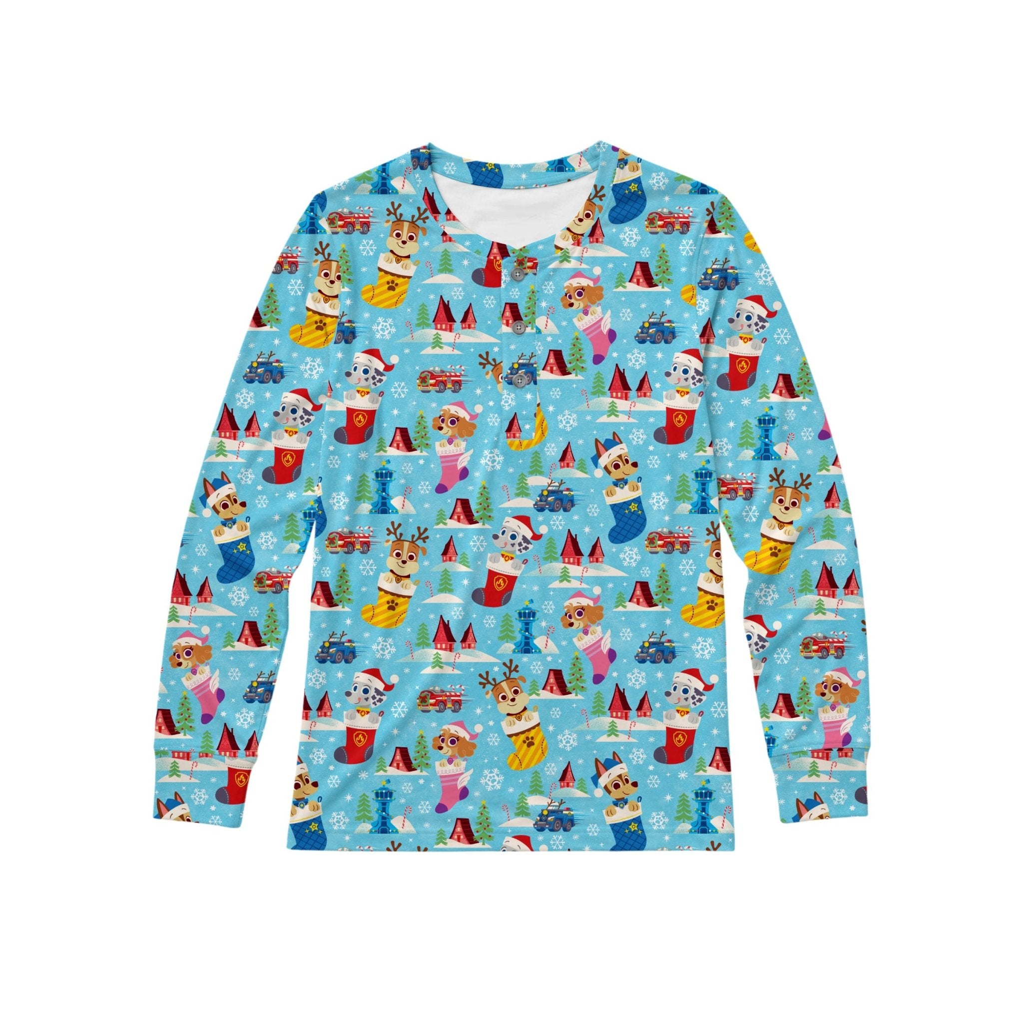 Preorder Men's Henley - Paw Patrol™ Deck the PAWs - The Sleepy Sloth