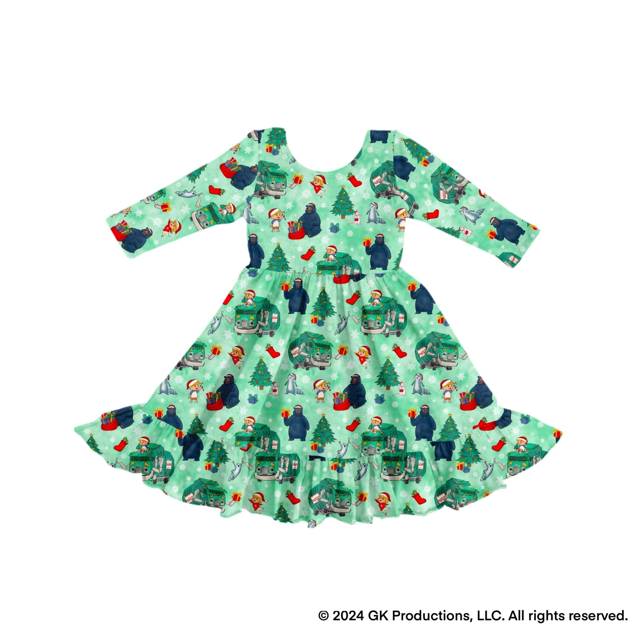 PREORDER RUFFLE TWIRL DRESS - A TRASH TRUCK CHRISTMAS - The Sleepy Sloth