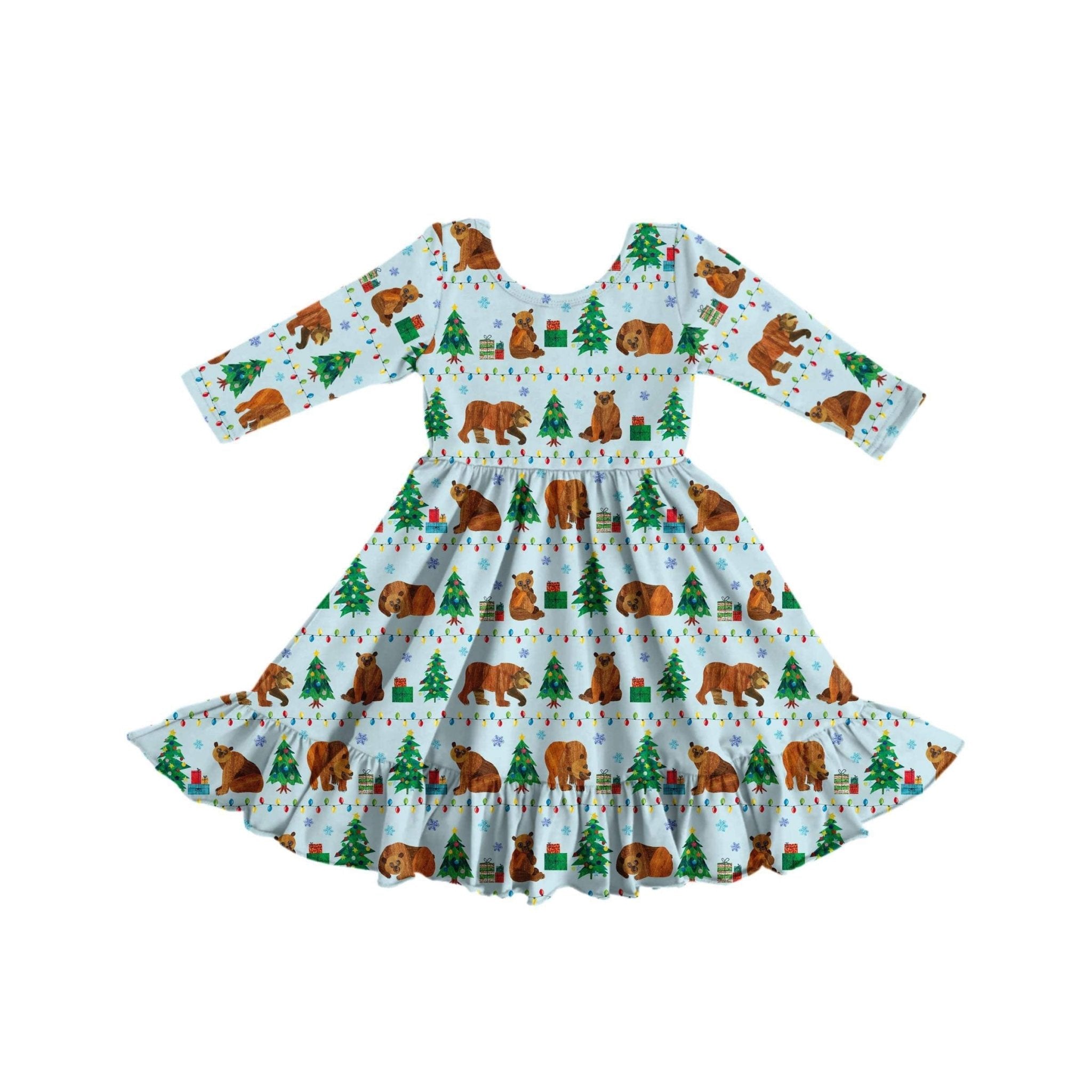 PREORDER RUFFLE TWIRL DRESS - BEARY CHRISTMAS - The Sleepy Sloth