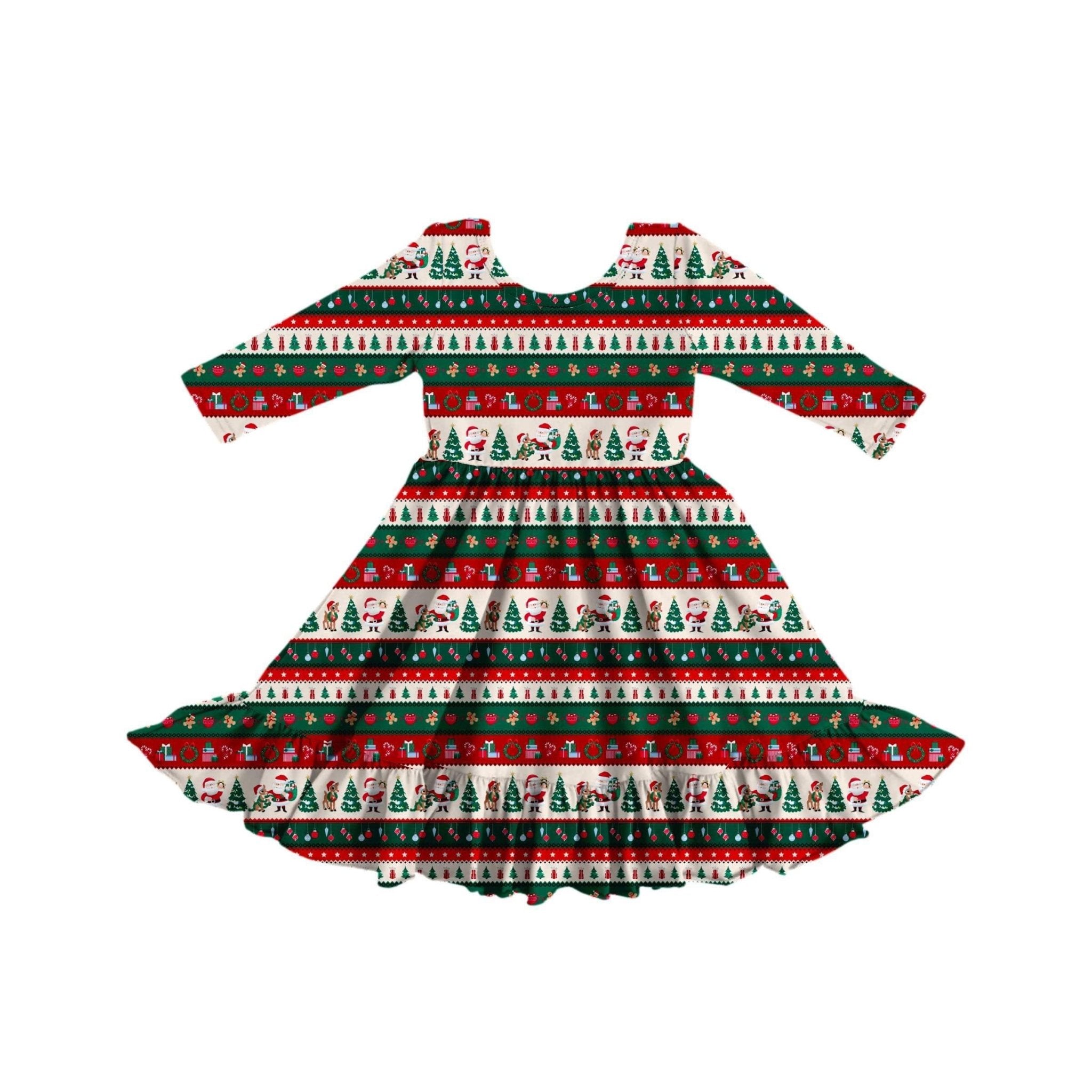 PREORDER RUFFLE TWIRL DRESS - FAIR ISLE - The Sleepy Sloth