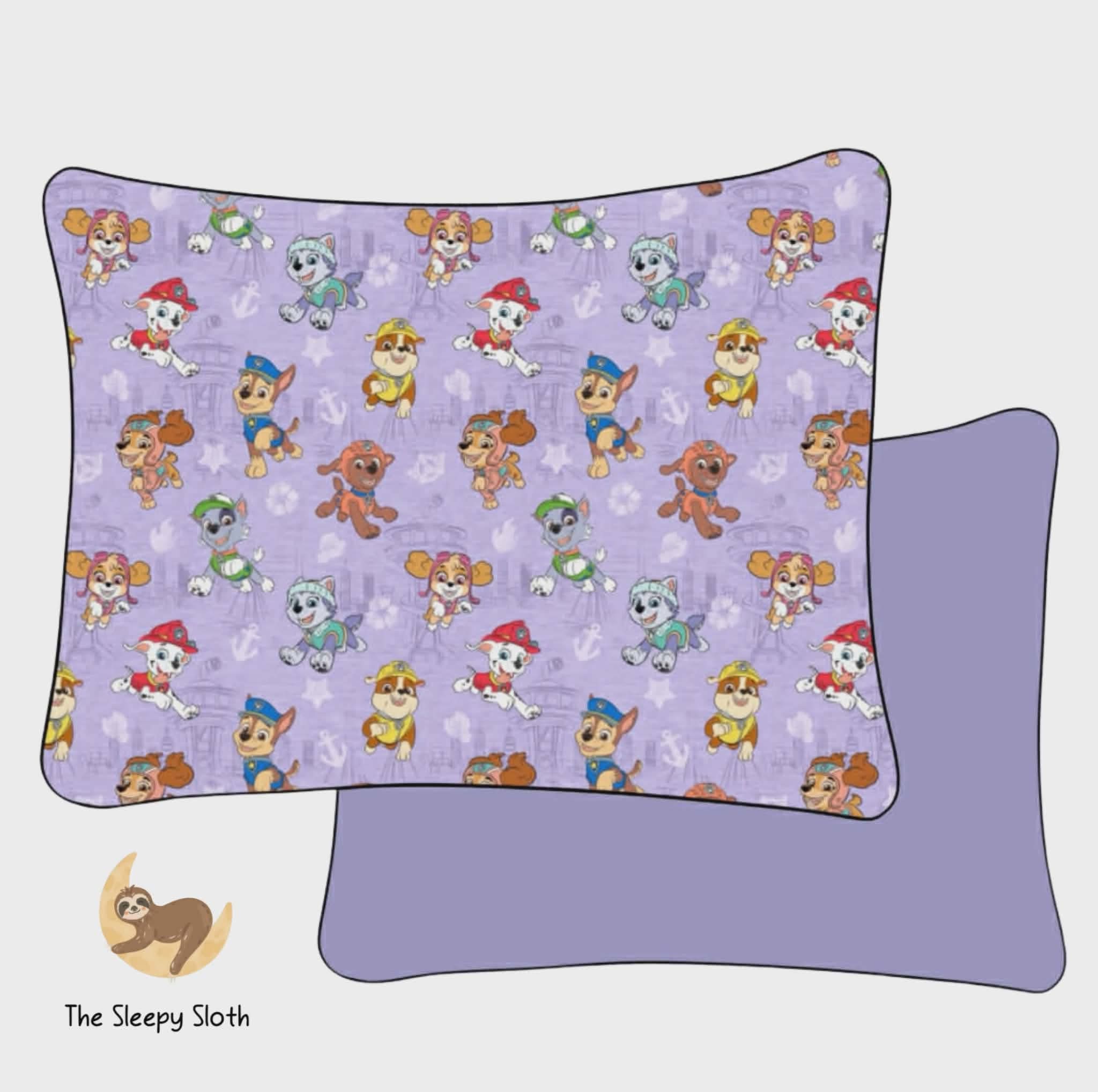 PREORDER STANDARD PILLOW CASE SET - PAW PATROL™ ON A ROLL! (LILAC) - The Sleepy Sloth