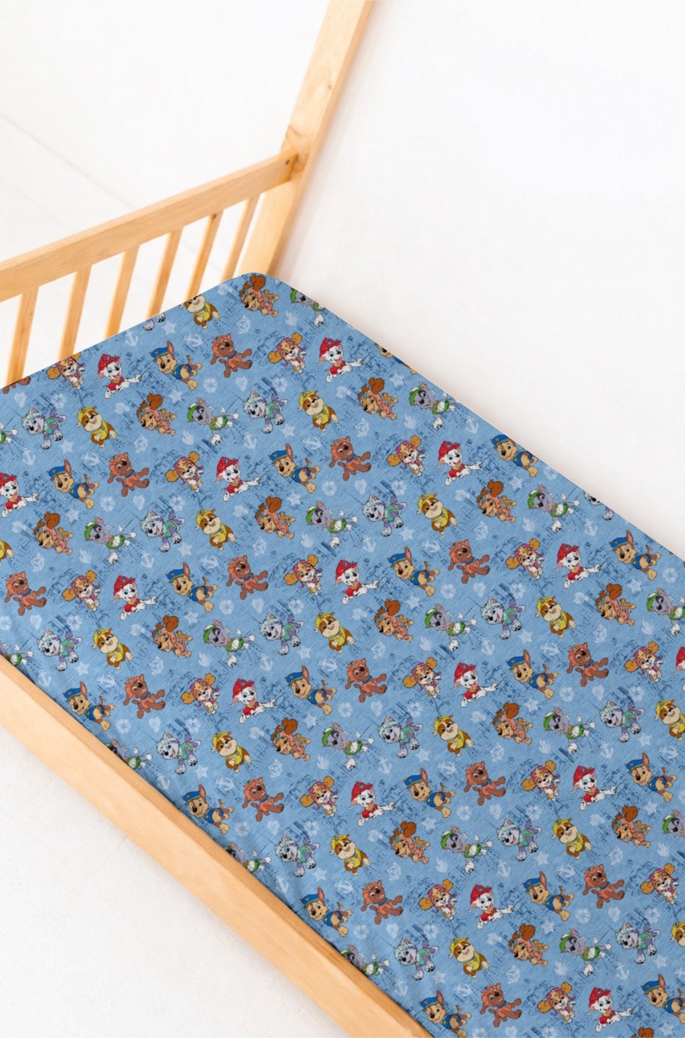 PREORDER TWIN FITTED SHEET - PAW PATROL™ ON A ROLL! (BLUE) - The Sleepy Sloth