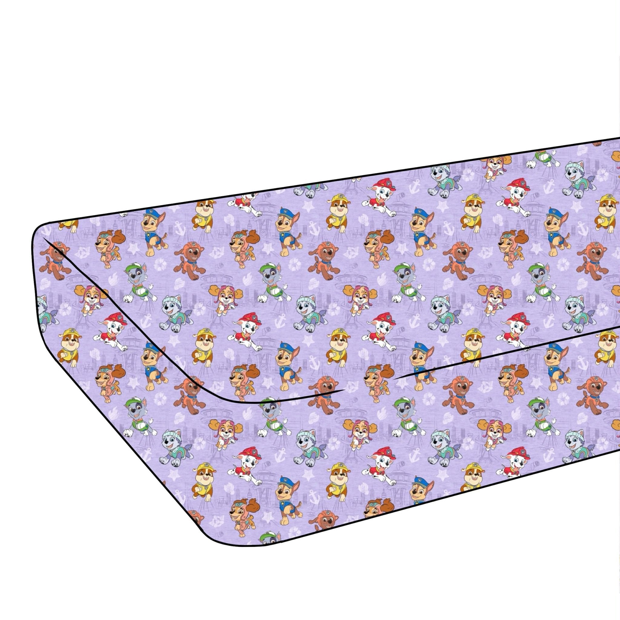 PREORDER TWIN FITTED SHEET - PAW PATROL™ ON A ROLL! (LILAC) - The Sleepy Sloth