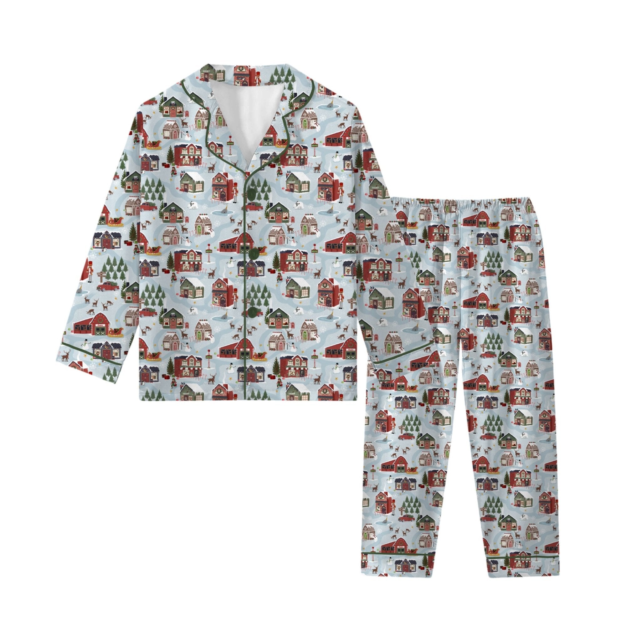 Preorder Women's Luxe Pajama Set - Santa's Village - The Sleepy Sloth
