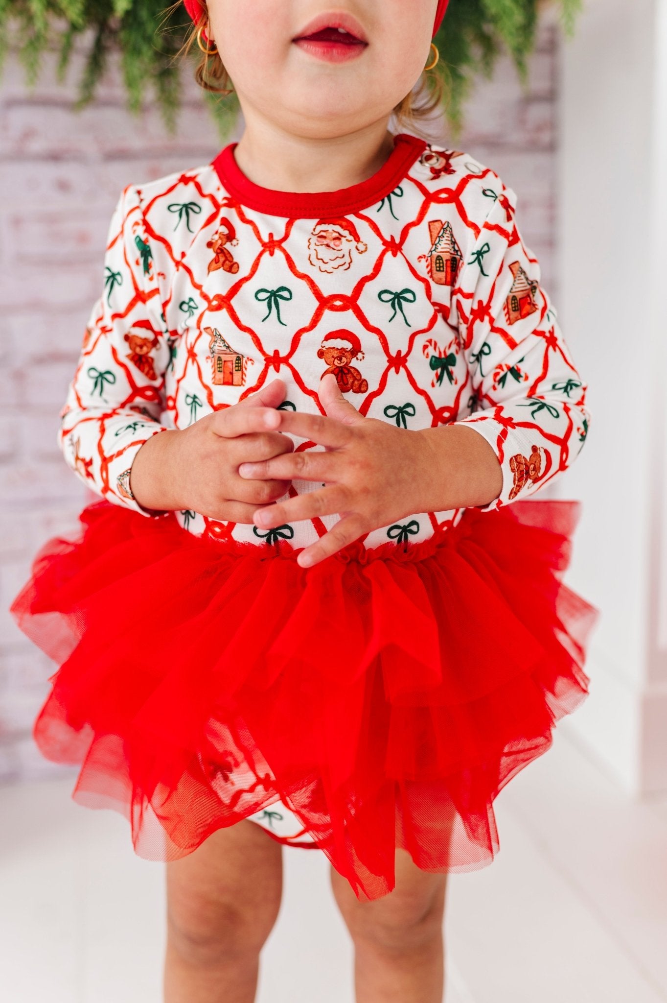 PRESALE BODYSUIT LONG SLEEVE TULLE DRESS - PEPPERMINT PARADE - The Sleepy Sloth
