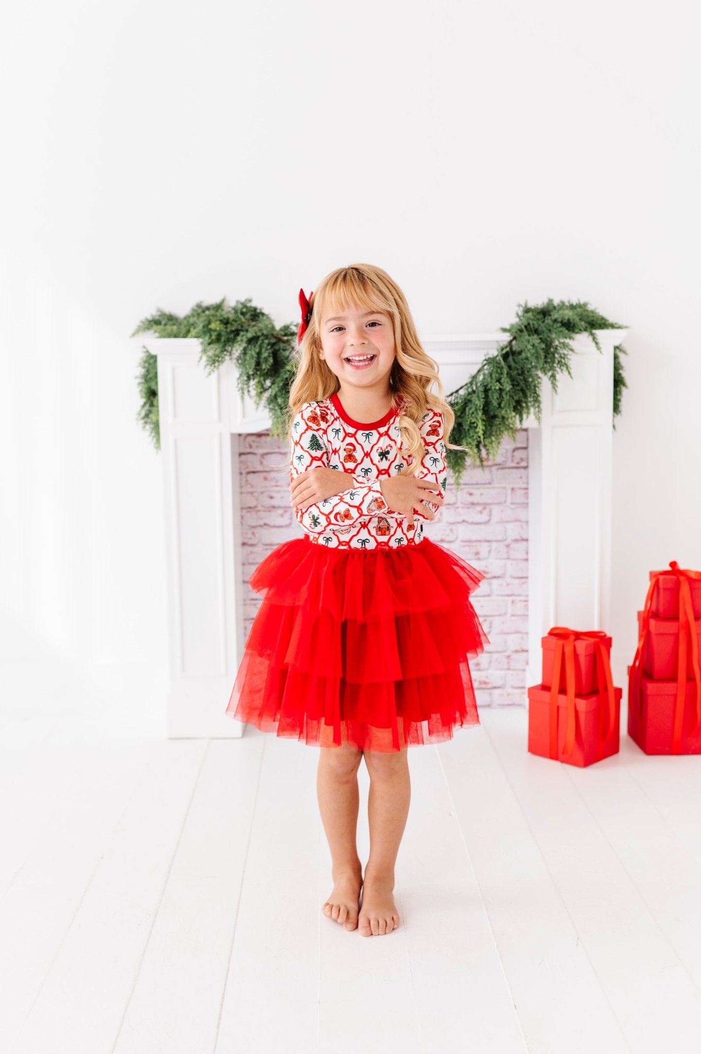 PRESALE LONG SLEEVE TULLE DRESS - PEPPERMINT PARADE - The Sleepy Sloth
