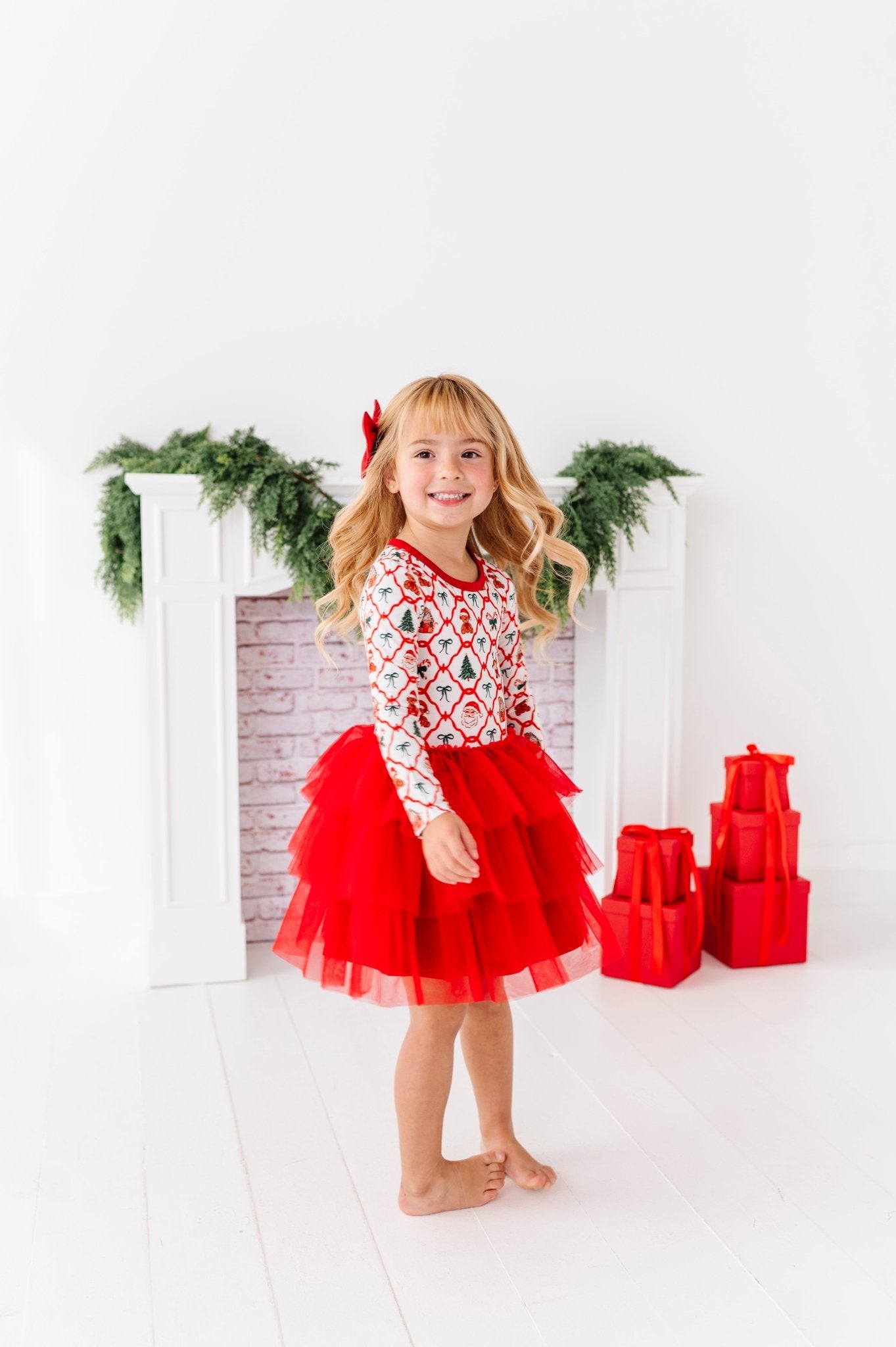 PRESALE LONG SLEEVE TULLE DRESS - PEPPERMINT PARADE - The Sleepy Sloth