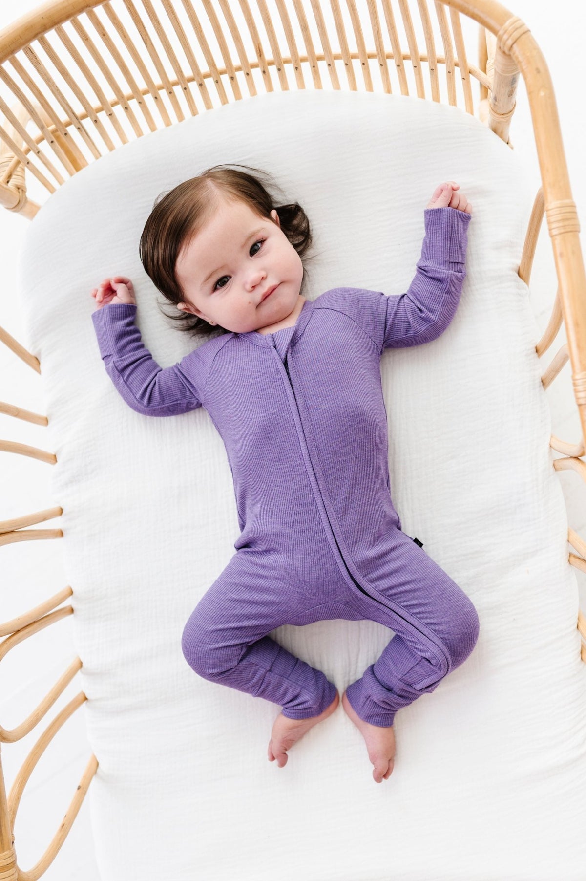 Ribbed Solid Zip Jammies - Wisteria - The Sleepy Sloth