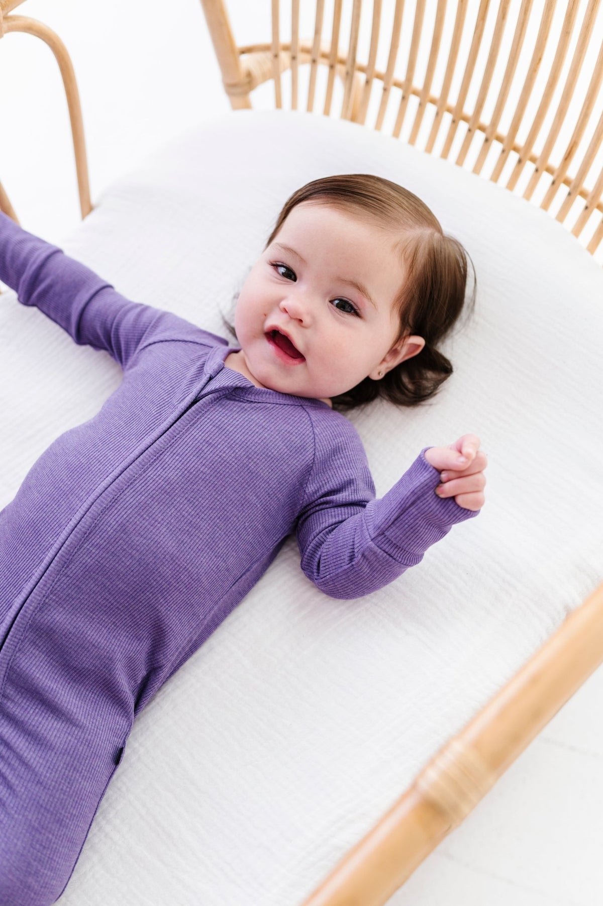 Ribbed Solid Zip Jammies - Wisteria - The Sleepy Sloth