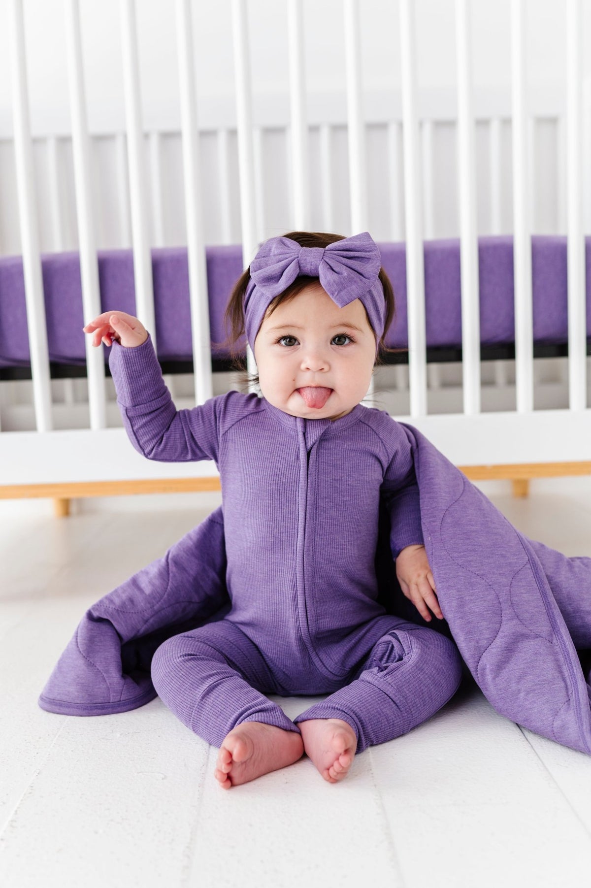 Ribbed Solid Zip Jammies - Wisteria - The Sleepy Sloth