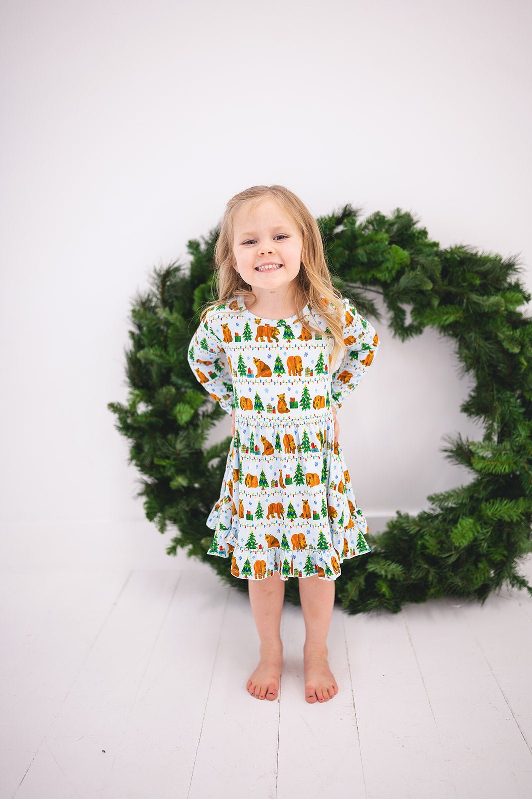 RUFFLE TWIRL DRESS - BEARY CHRISTMAS - The Sleepy Sloth