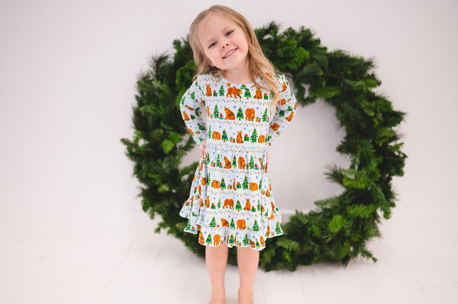 RUFFLE TWIRL DRESS - BEARY CHRISTMAS - The Sleepy Sloth