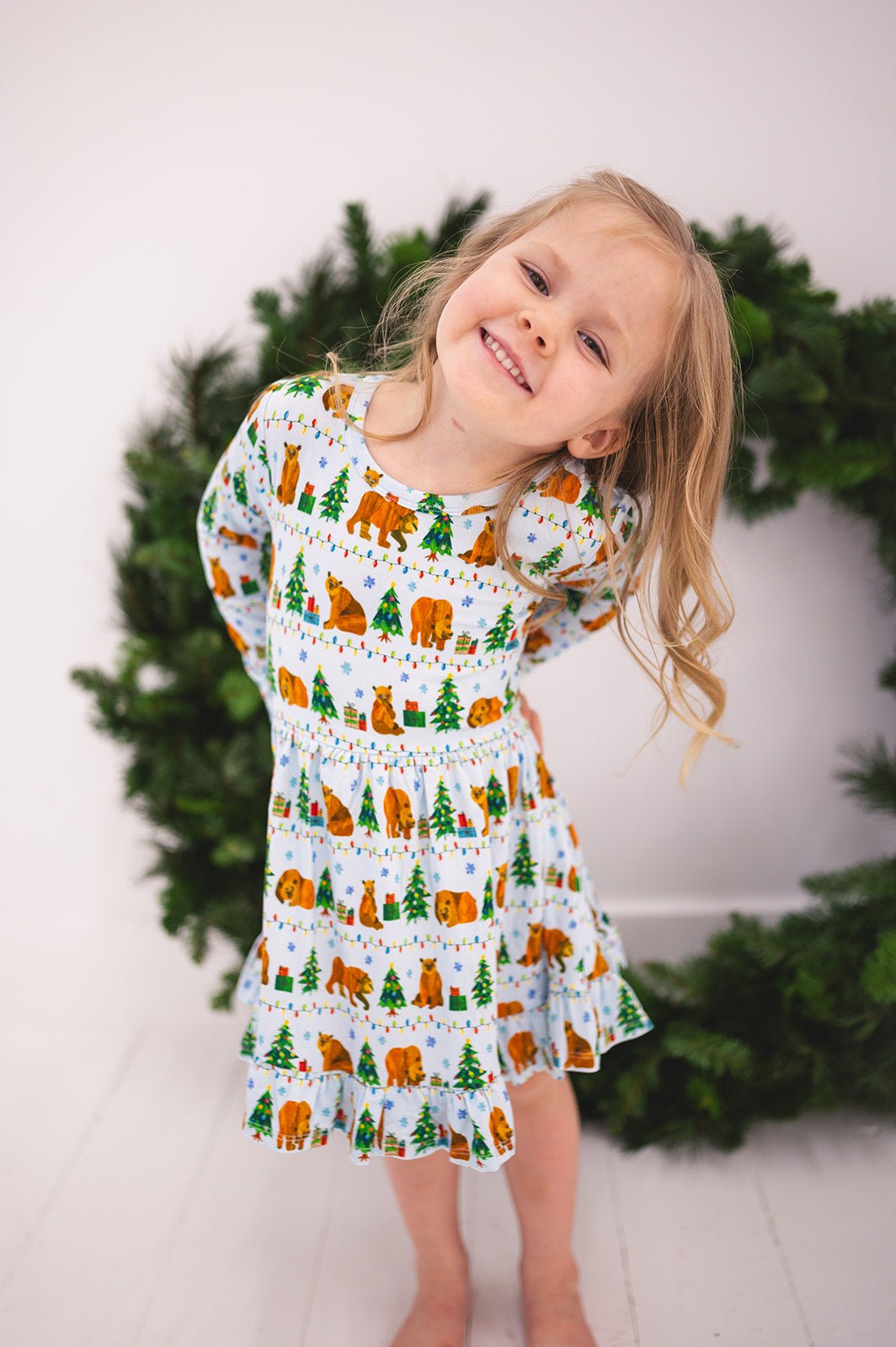 RUFFLE TWIRL DRESS - BEARY CHRISTMAS - The Sleepy Sloth