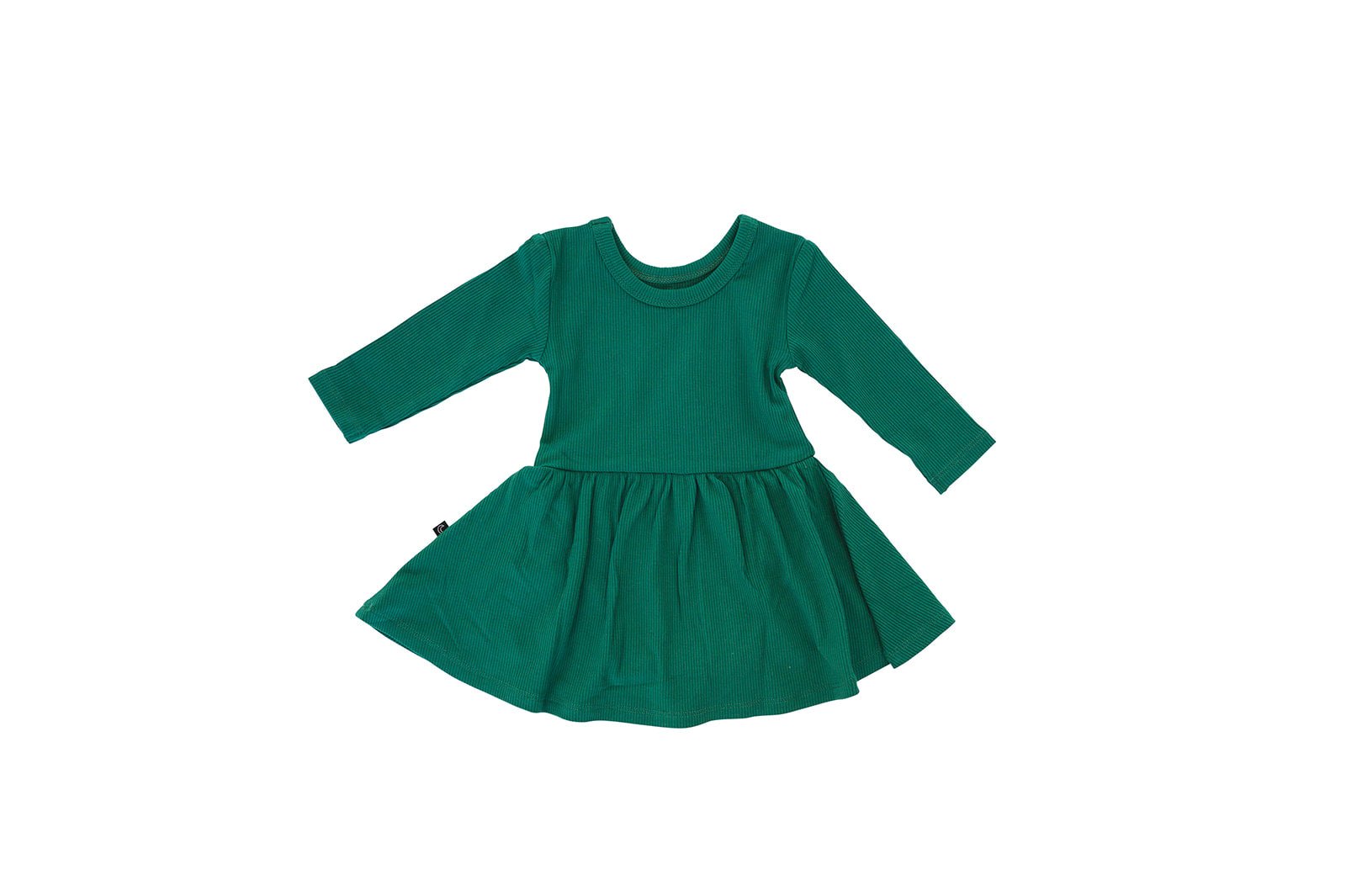 RUFFLE TWIRL DRESS RIBBED SOLID - MISTLETOE - The Sleepy Sloth