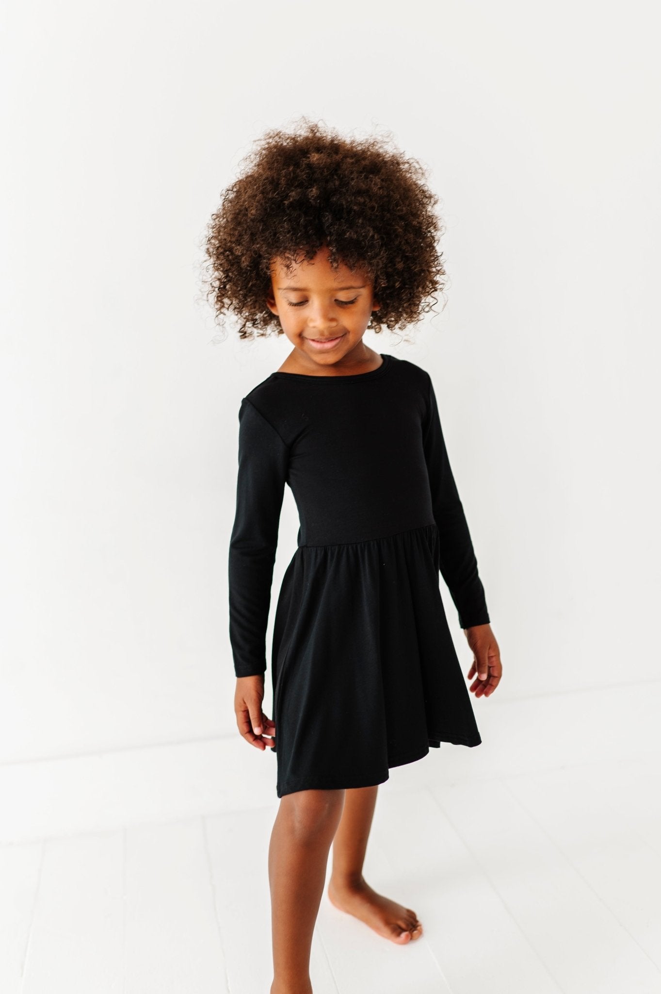 Solid Long Sleeve Twirl Dress - MIDNIGHT - The Sleepy Sloth