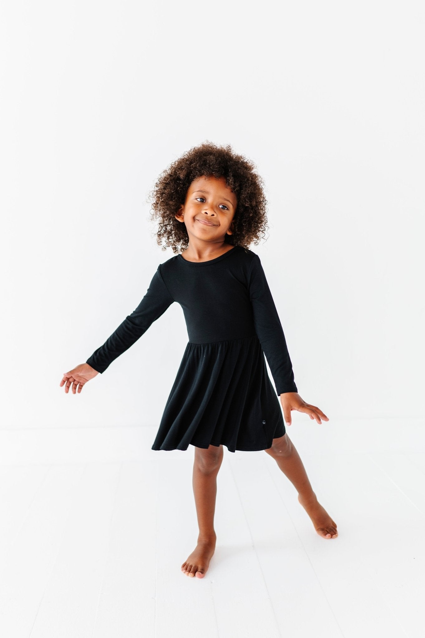Solid Long Sleeve Twirl Dress - MIDNIGHT - The Sleepy Sloth