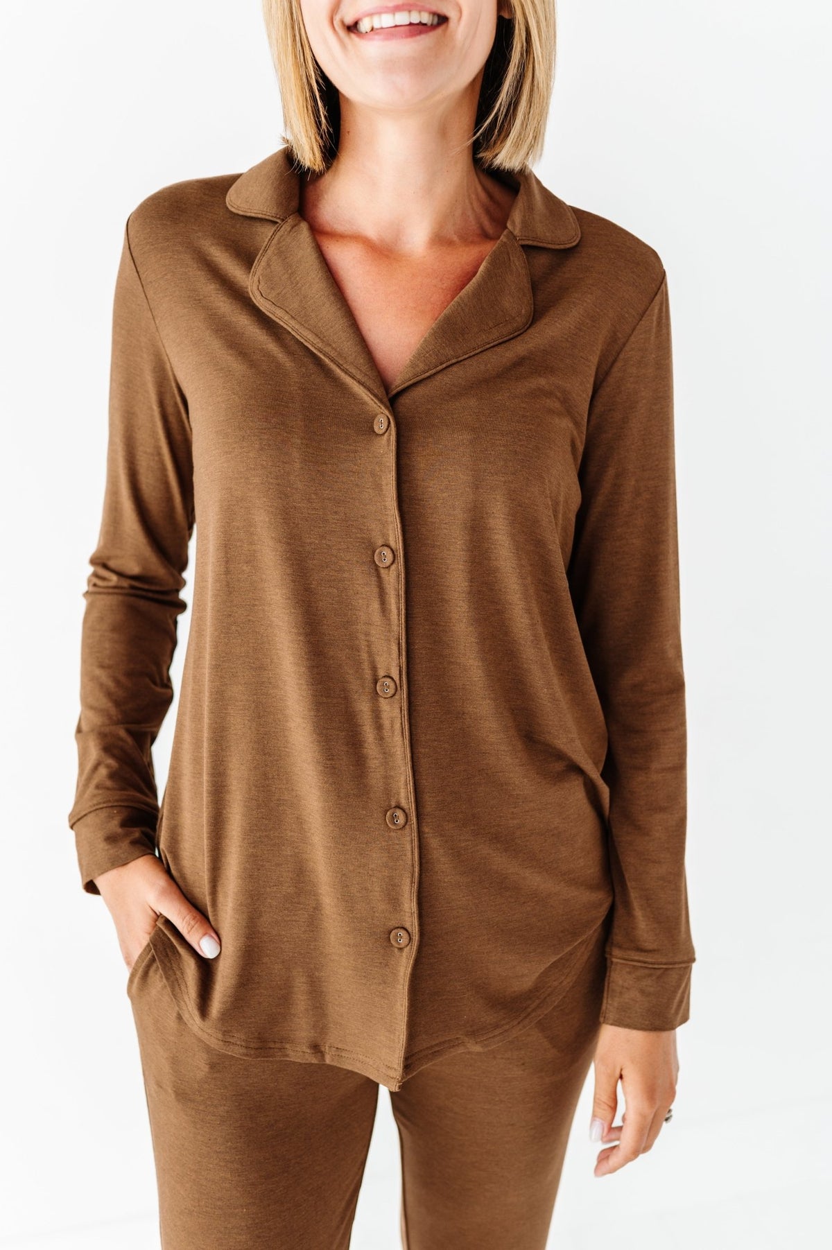 Solid Women's Luxe Pajama Set - Chestnut - The Sleepy Sloth