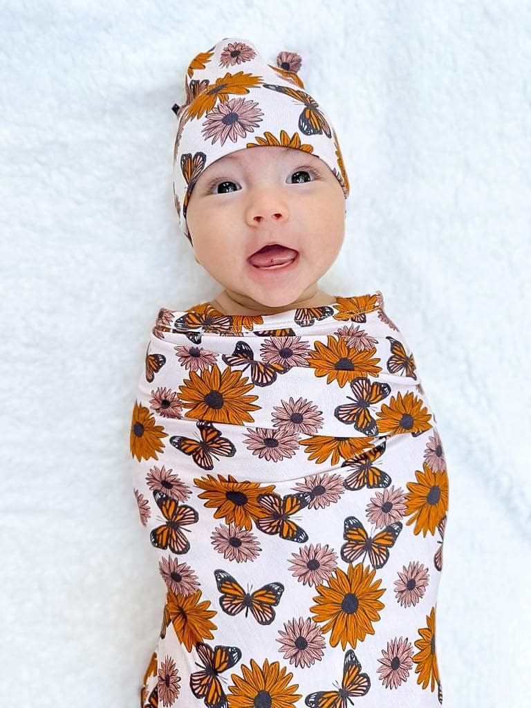 SWADDLE SET - SUNFLOWER HARVEST - The Sleepy Sloth