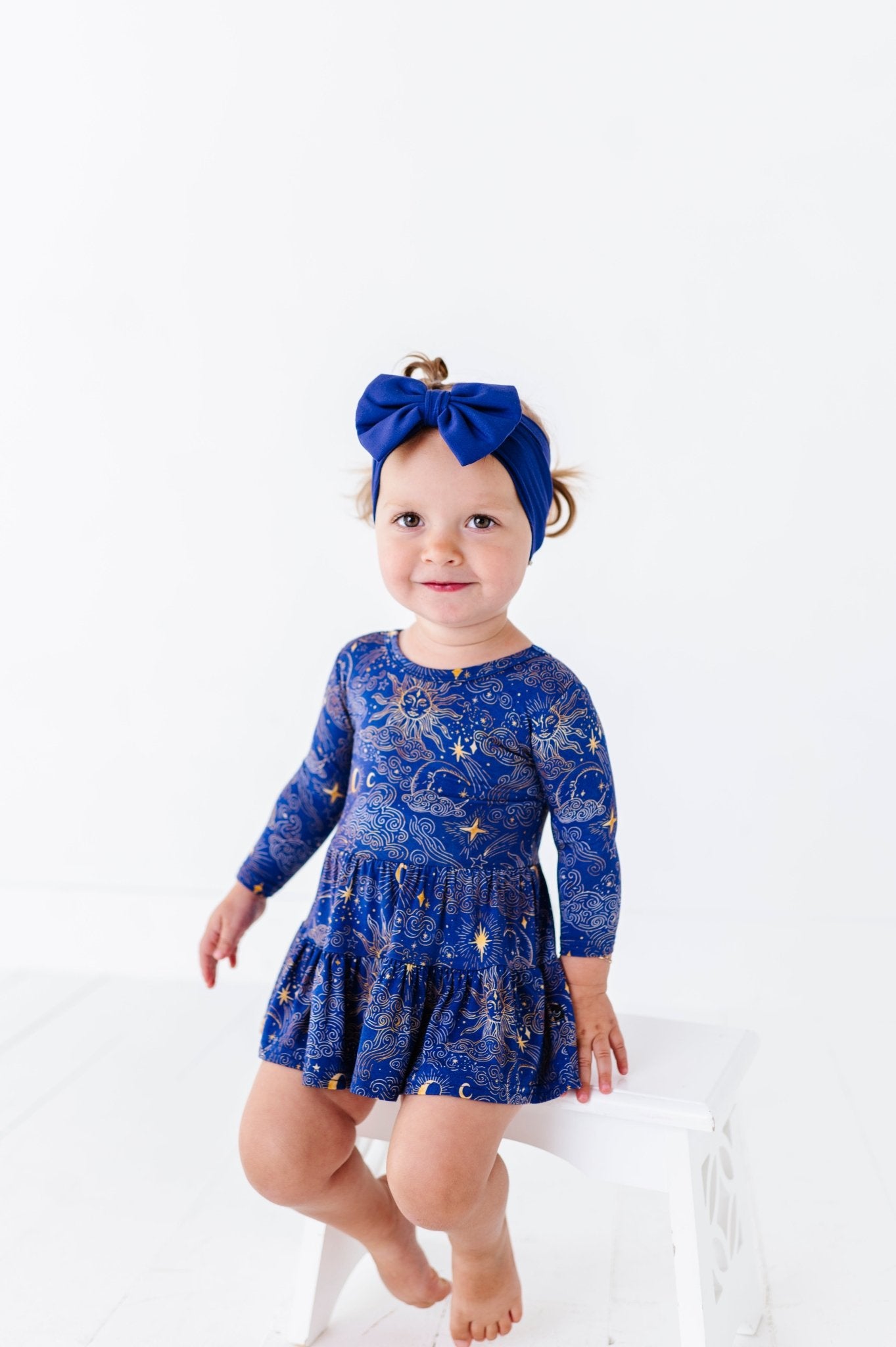 TIERED BODYSUIT TWIRLIE DRESS - MYSTIC SKY - The Sleepy Sloth