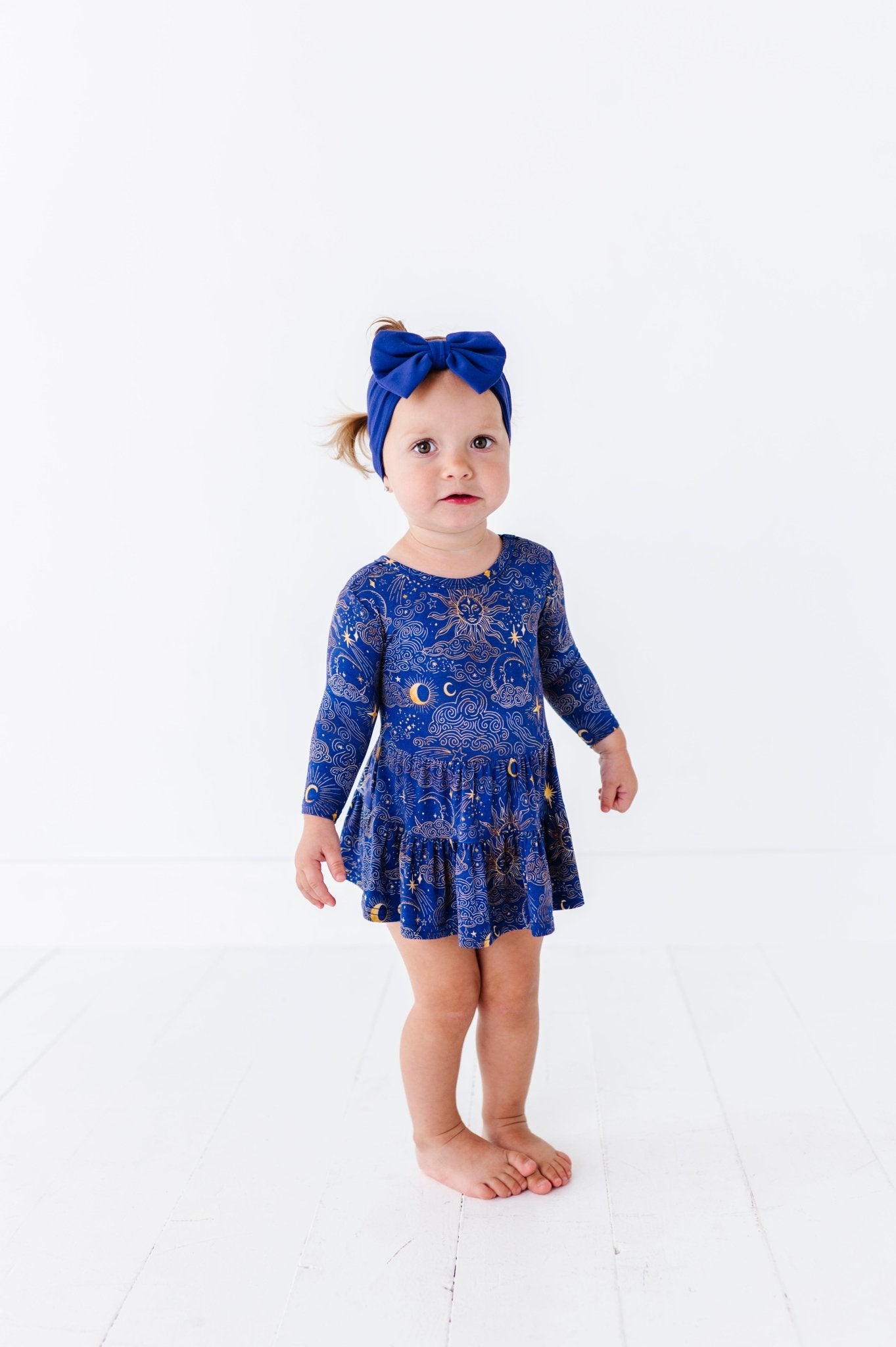 TIERED BODYSUIT TWIRLIE DRESS - MYSTIC SKY - The Sleepy Sloth