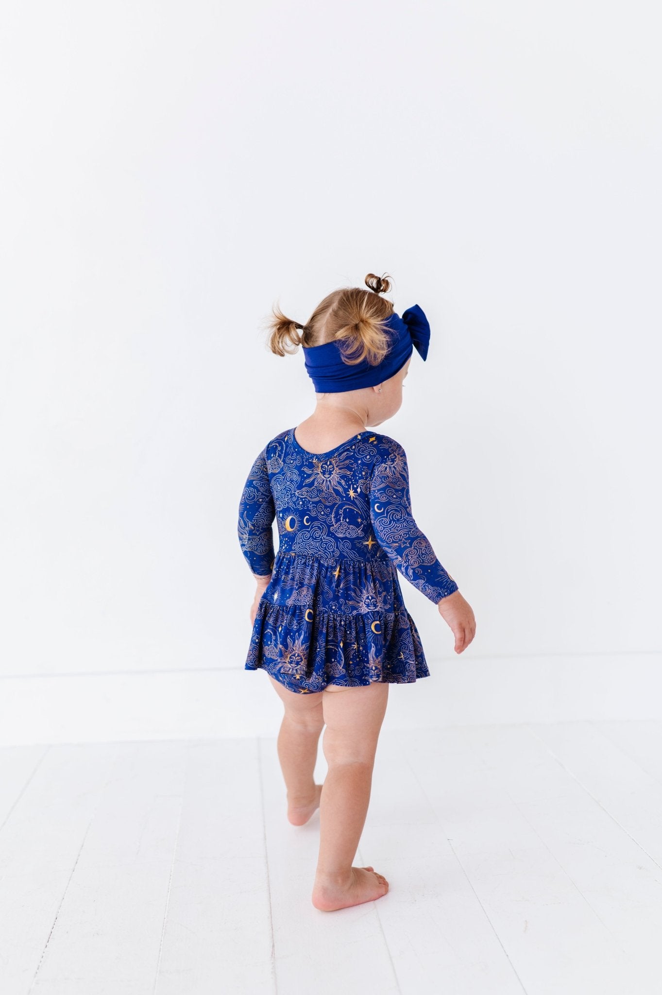 TIERED BODYSUIT TWIRLIE DRESS - MYSTIC SKY - The Sleepy Sloth