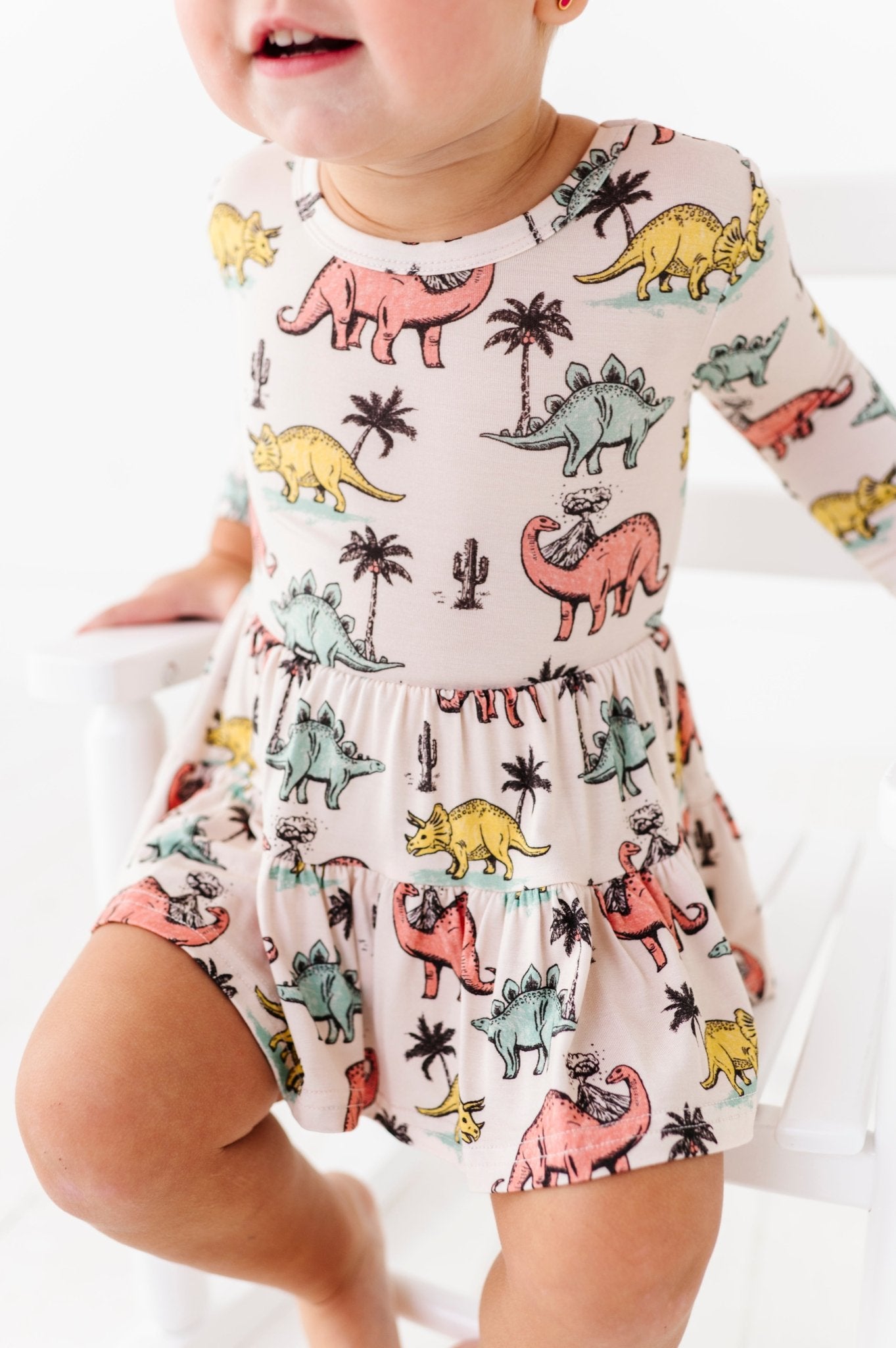 TIERED BODYSUIT TWIRLIE DRESS - PREHISTORIC - The Sleepy Sloth