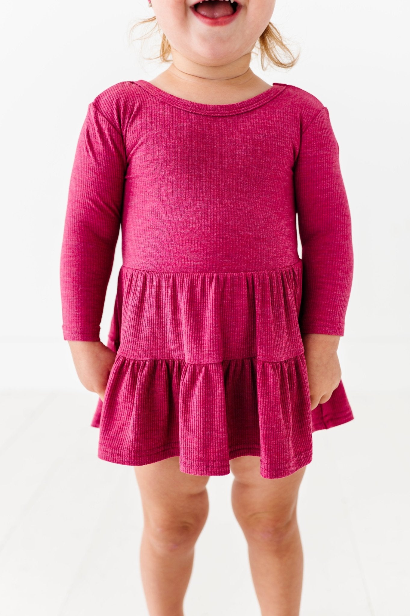 TIERED BODYSUIT TWIRLIE DRESS - RASPBERRY - The Sleepy Sloth