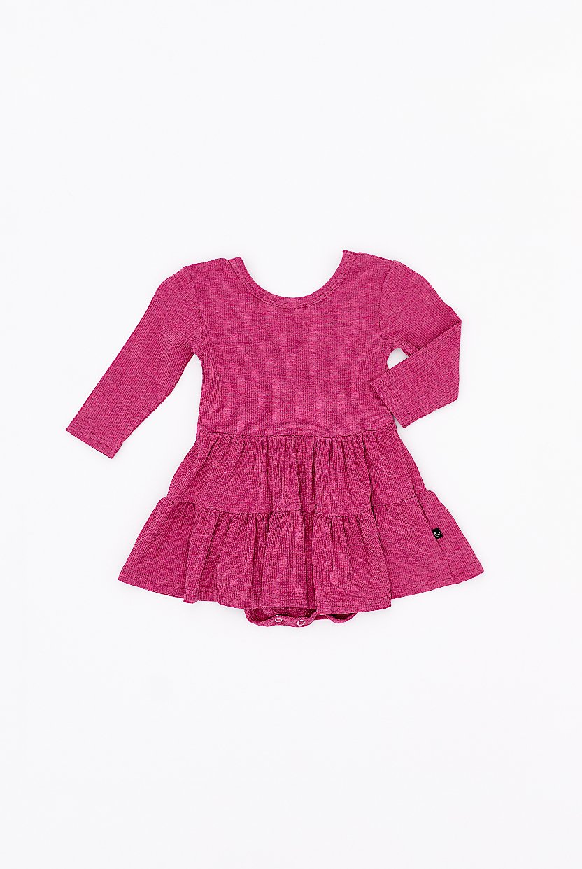 TIERED BODYSUIT TWIRLIE DRESS - RASPBERRY - The Sleepy Sloth