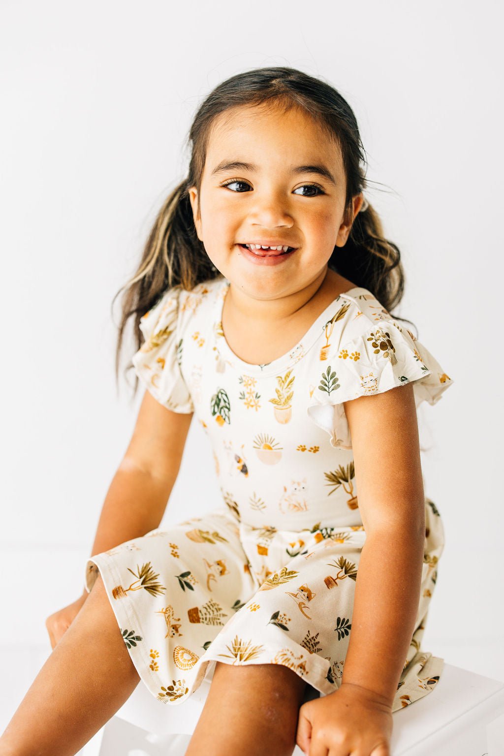 TIERED FLUTTER SLEEVE TWIRL DRESS WITH SHORTS - WHISKERS & WALLFLOWERS - The Sleepy Sloth