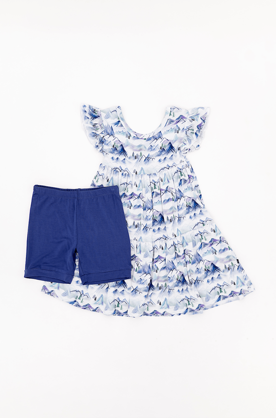 TIERED FLUTTER SLEEVE TWIRL WITH SHORTS - MISTY MOUNTAINS - The Sleepy Sloth