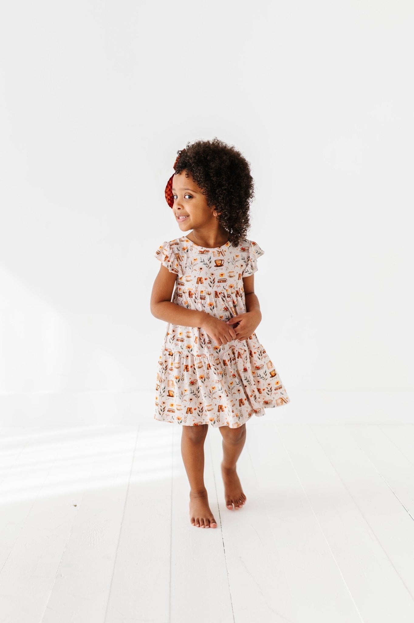 TIERED FLUTTER SLEEVE TWIRL WITH SHORTS - PERFECTLY BREWED - The Sleepy Sloth
