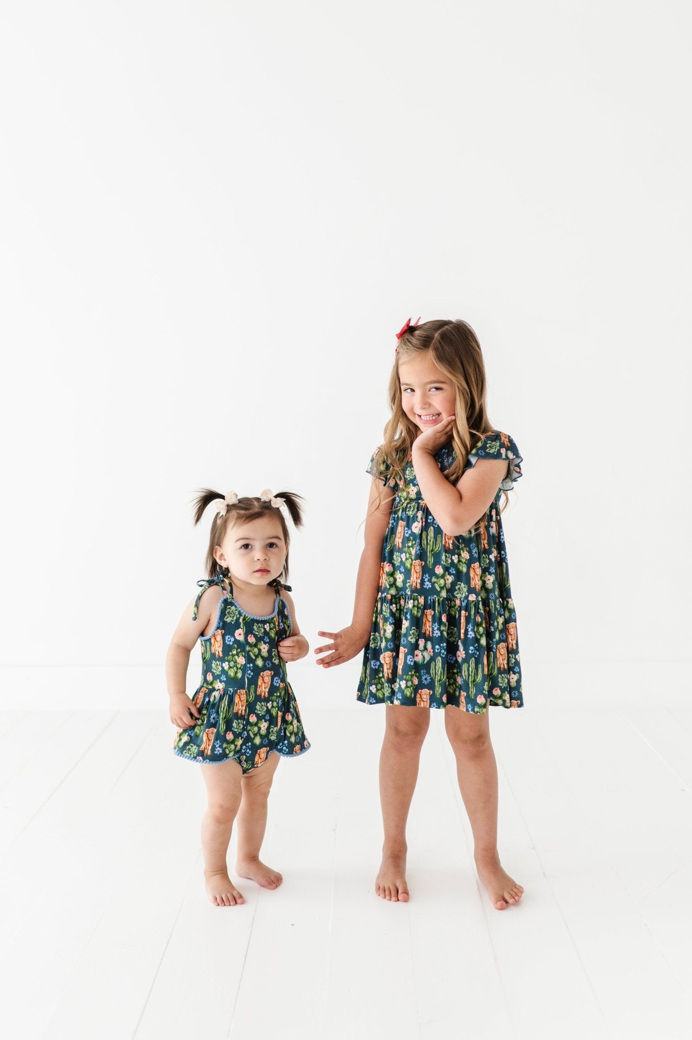 TIERED FLUTTER SLEEVE TWIRL WITH SHORTS - PRICKLY PASTURES - The Sleepy Sloth
