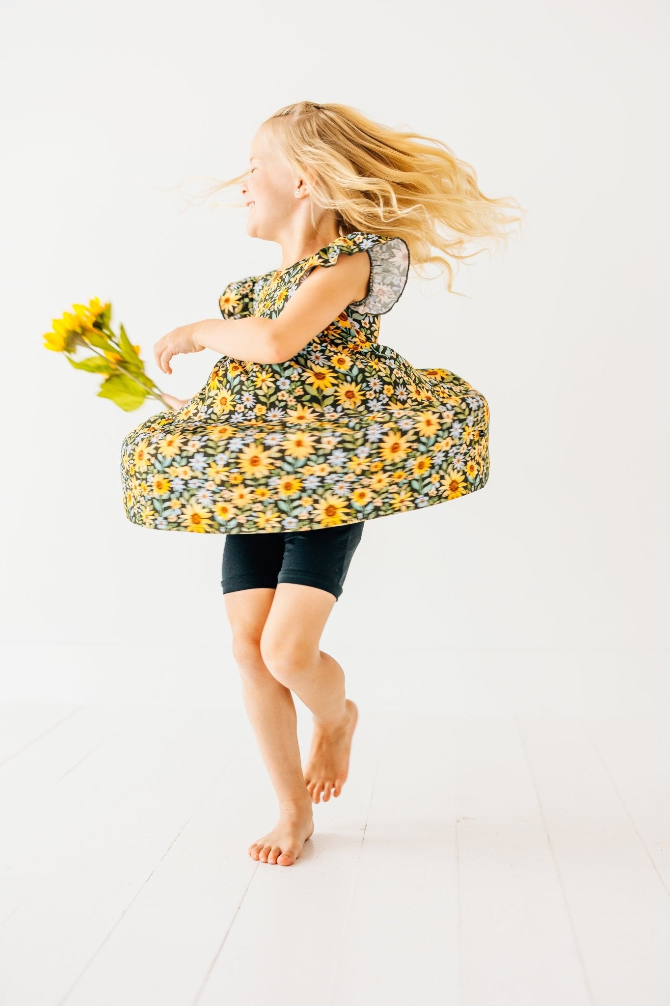 TIERED FLUTTER SLEEVE TWIRL WITH SHORTS - YOU ARE MY SUNFLOWER - The Sleepy Sloth