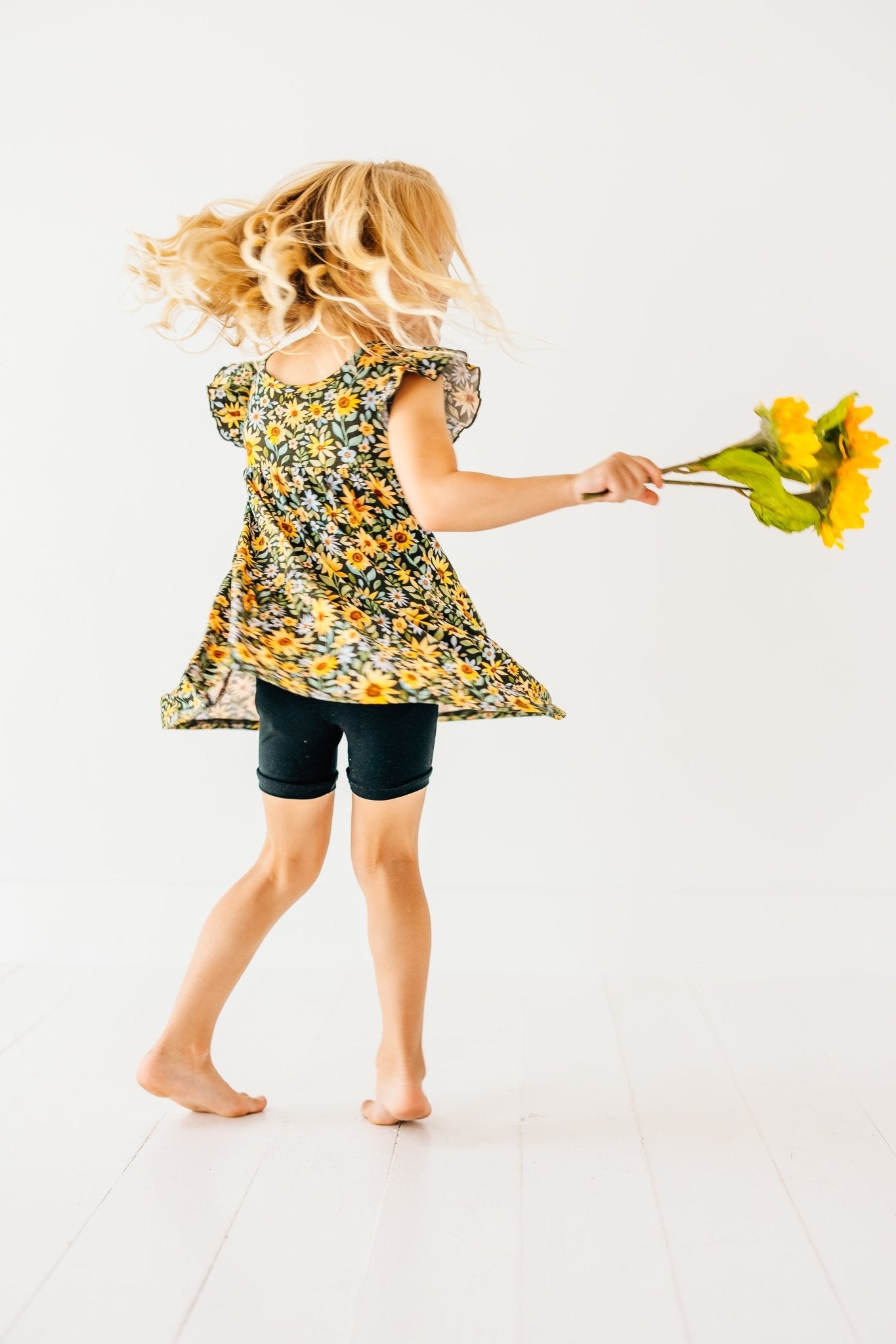 TIERED FLUTTER SLEEVE TWIRL WITH SHORTS - YOU ARE MY SUNFLOWER - The Sleepy Sloth