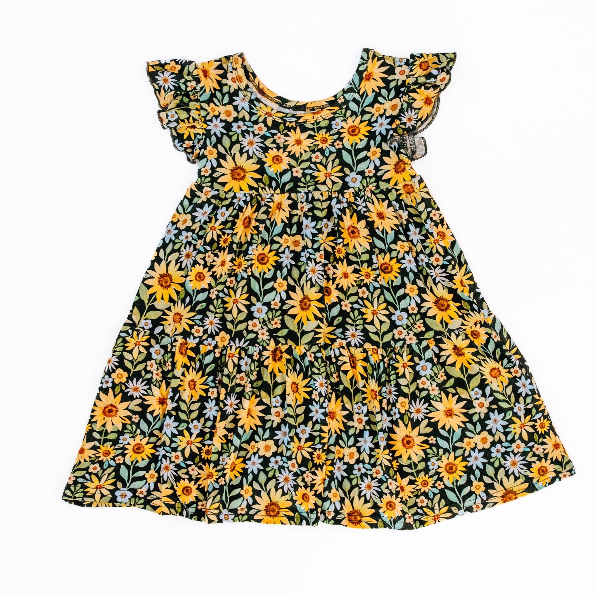 TIERED FLUTTER SLEEVE TWIRL WITH SHORTS - YOU ARE MY SUNFLOWER - The Sleepy Sloth