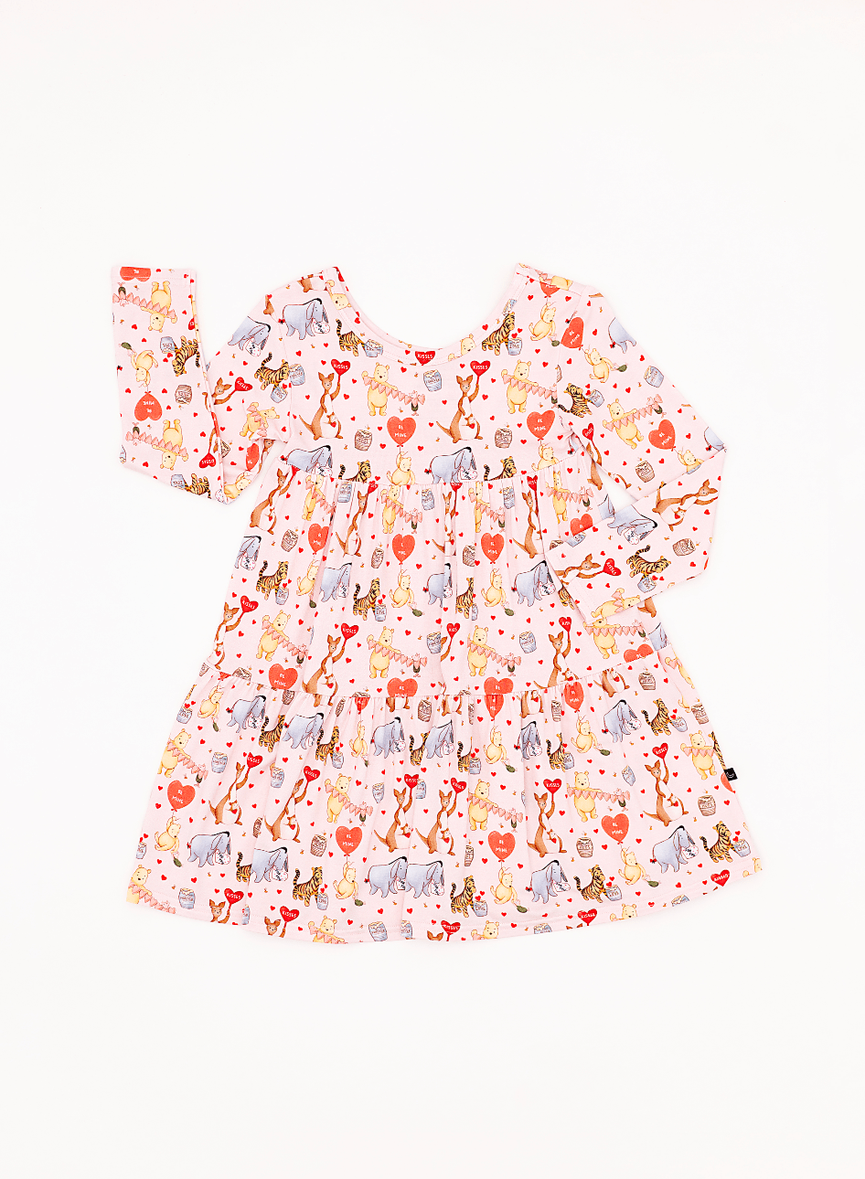 TIERED LONG SLEEVE TWIRL DRESS - 100 ACRES OF KISSES - The Sleepy Sloth