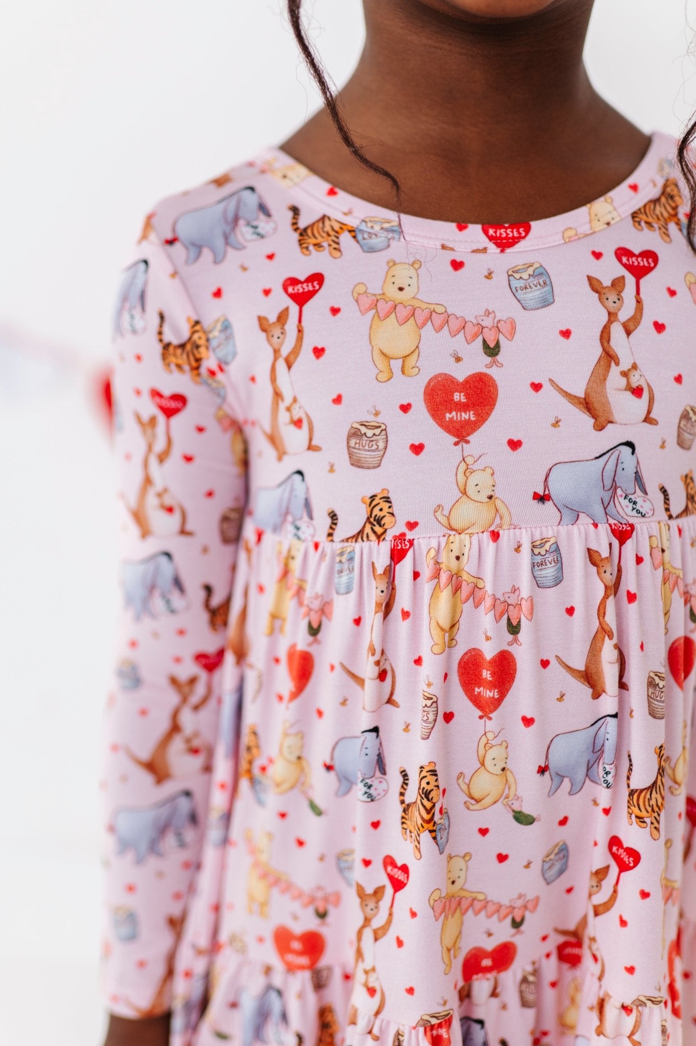 TIERED LONG SLEEVE TWIRL DRESS - 100 ACRES OF KISSES - The Sleepy Sloth