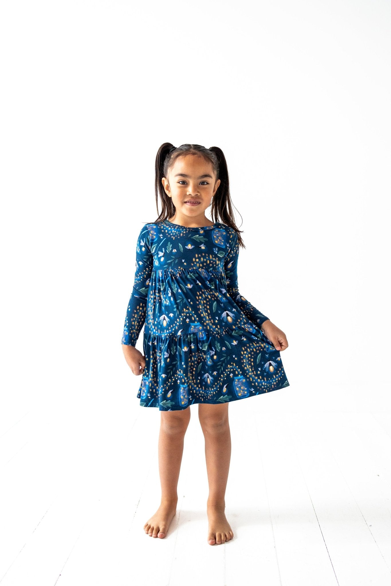 TIERED LONG SLEEVE TWIRL DRESS - GLOW WITH THE FLOW - The Sleepy Sloth