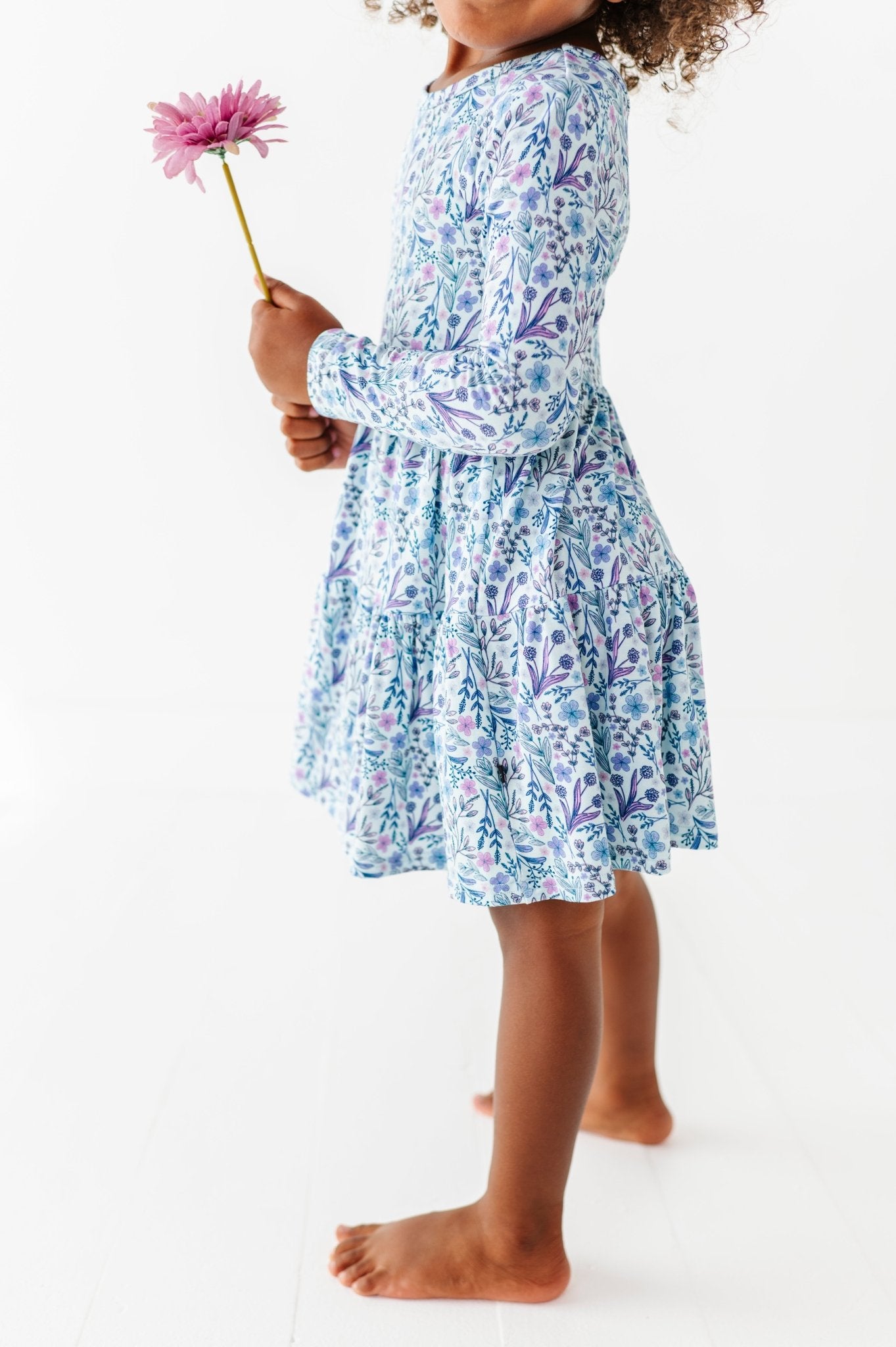 Tiered Long Sleeve Twirl Dress - LAVENDER LOVE - The Sleepy Sloth