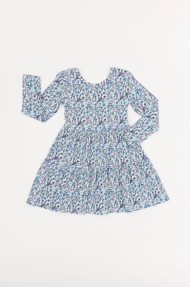 Tiered Long Sleeve Twirl Dress - LAVENDER LOVE - The Sleepy Sloth