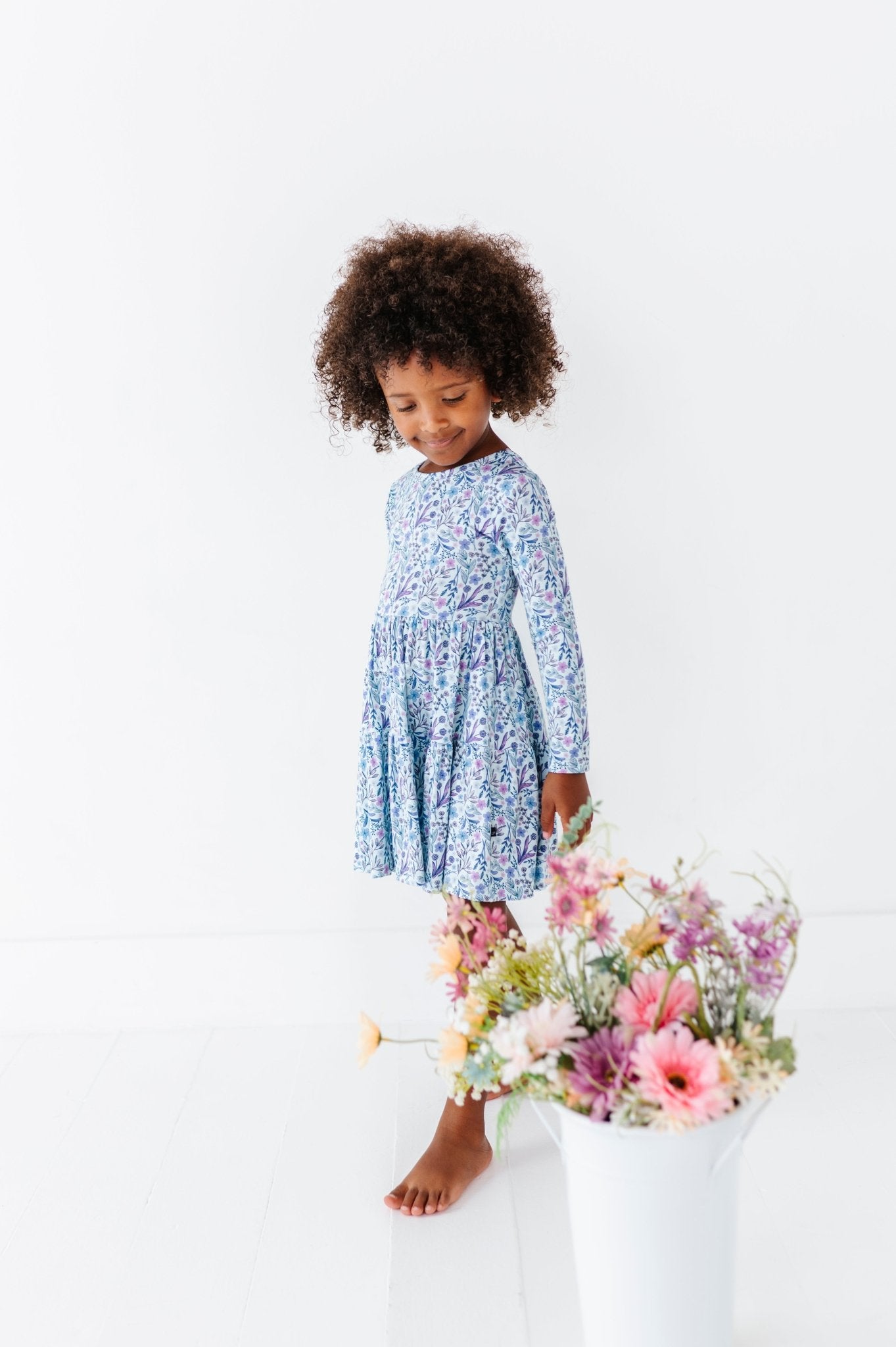 Tiered Long Sleeve Twirl Dress - LAVENDER LOVE - The Sleepy Sloth