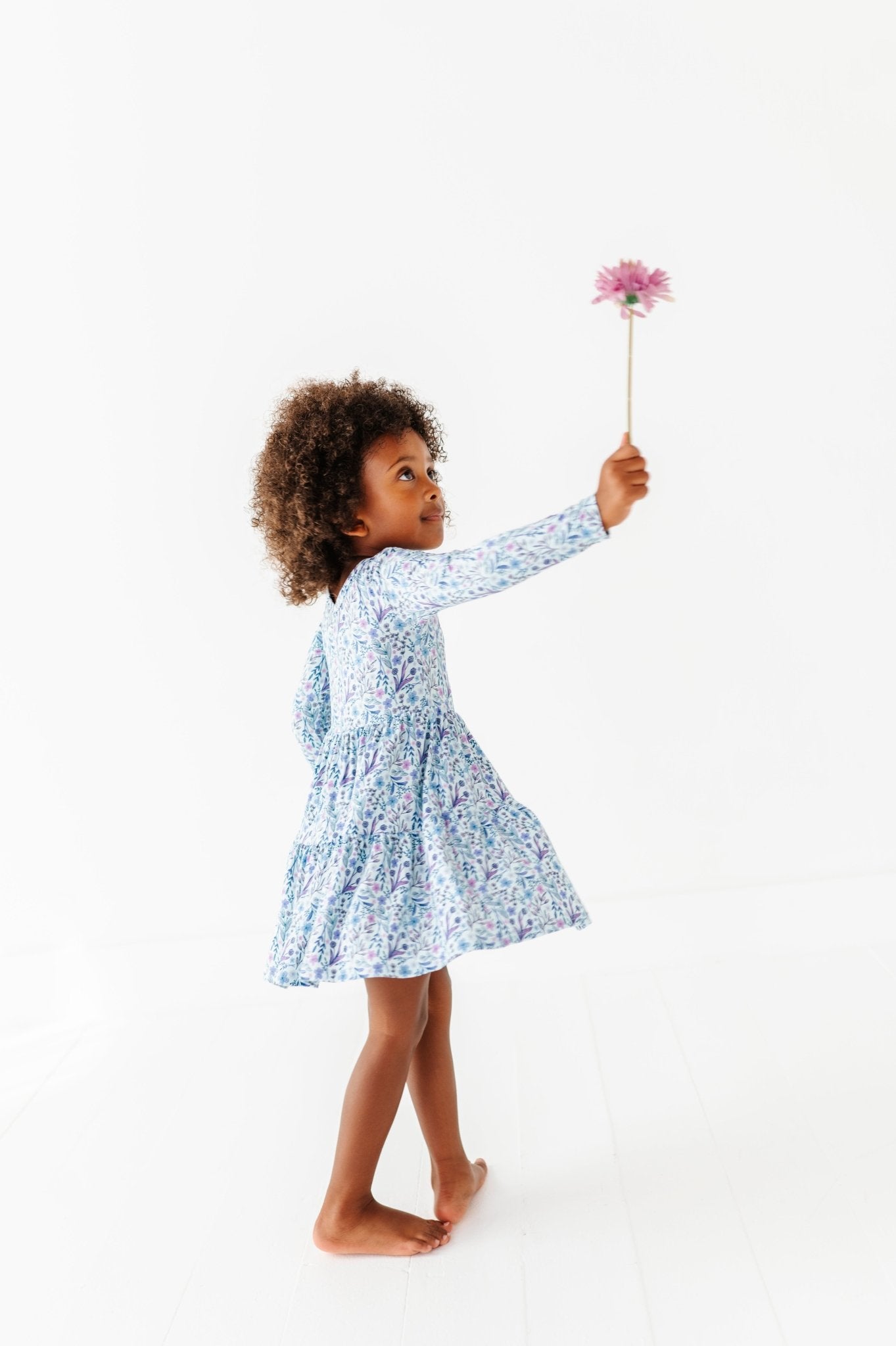 Tiered Long Sleeve Twirl Dress - LAVENDER LOVE - The Sleepy Sloth