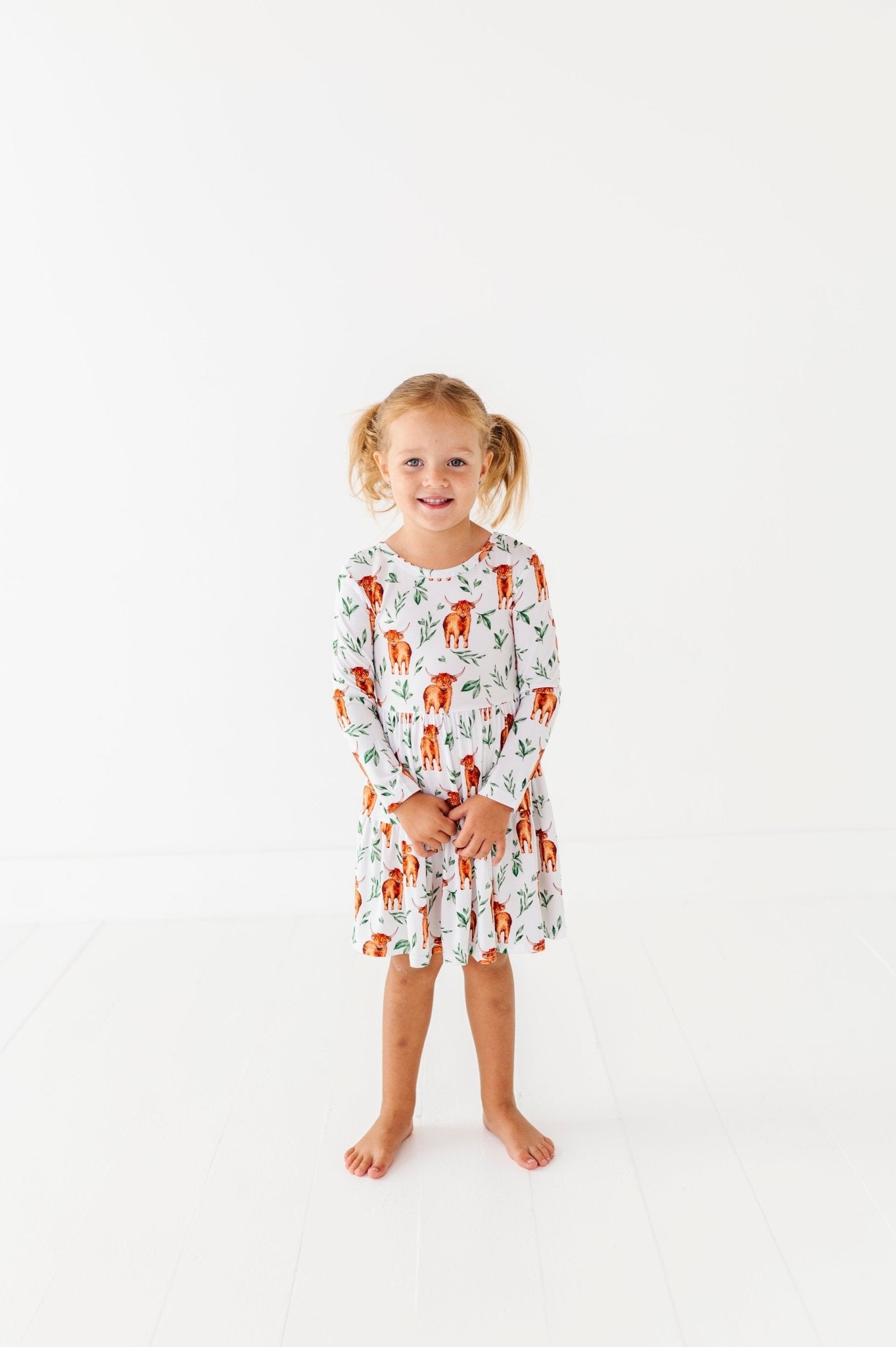 TIERED LONG SLEEVE TWIRL DRESS - MASON - The Sleepy Sloth