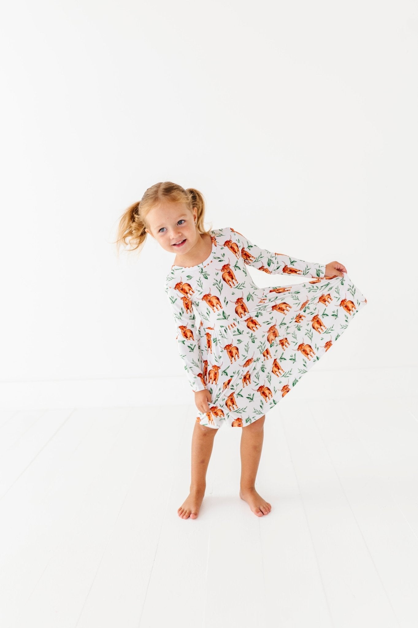 TIERED LONG SLEEVE TWIRL DRESS - MASON - The Sleepy Sloth