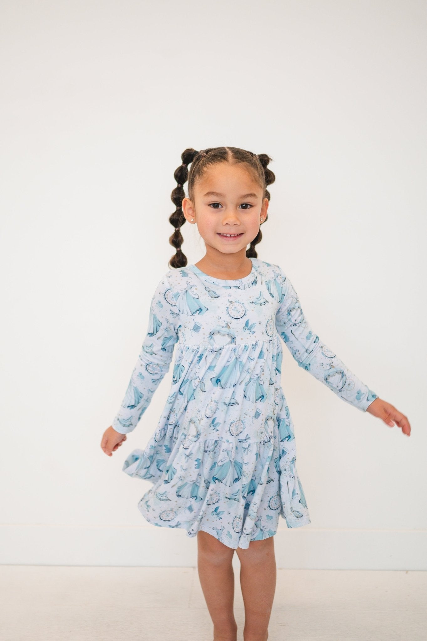 TIERED LONG SLEEVE TWIRL DRESS - MIDNIGHT BALL - The Sleepy Sloth